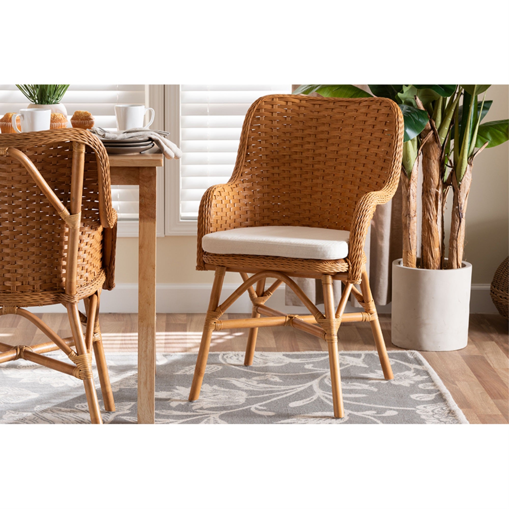 bali & pari Celsie Bohemian Light Honey Rattan Dining Chair