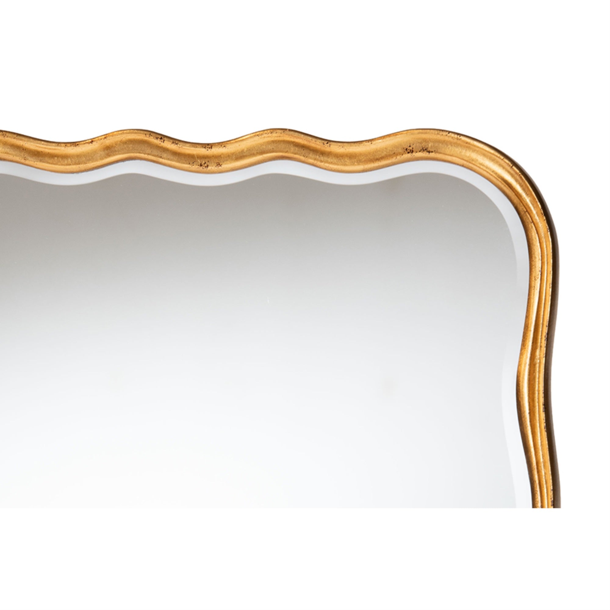 Baxton Studio Fredrika Antique Goldleaf Scalloped Wood Accent Wall Mirror