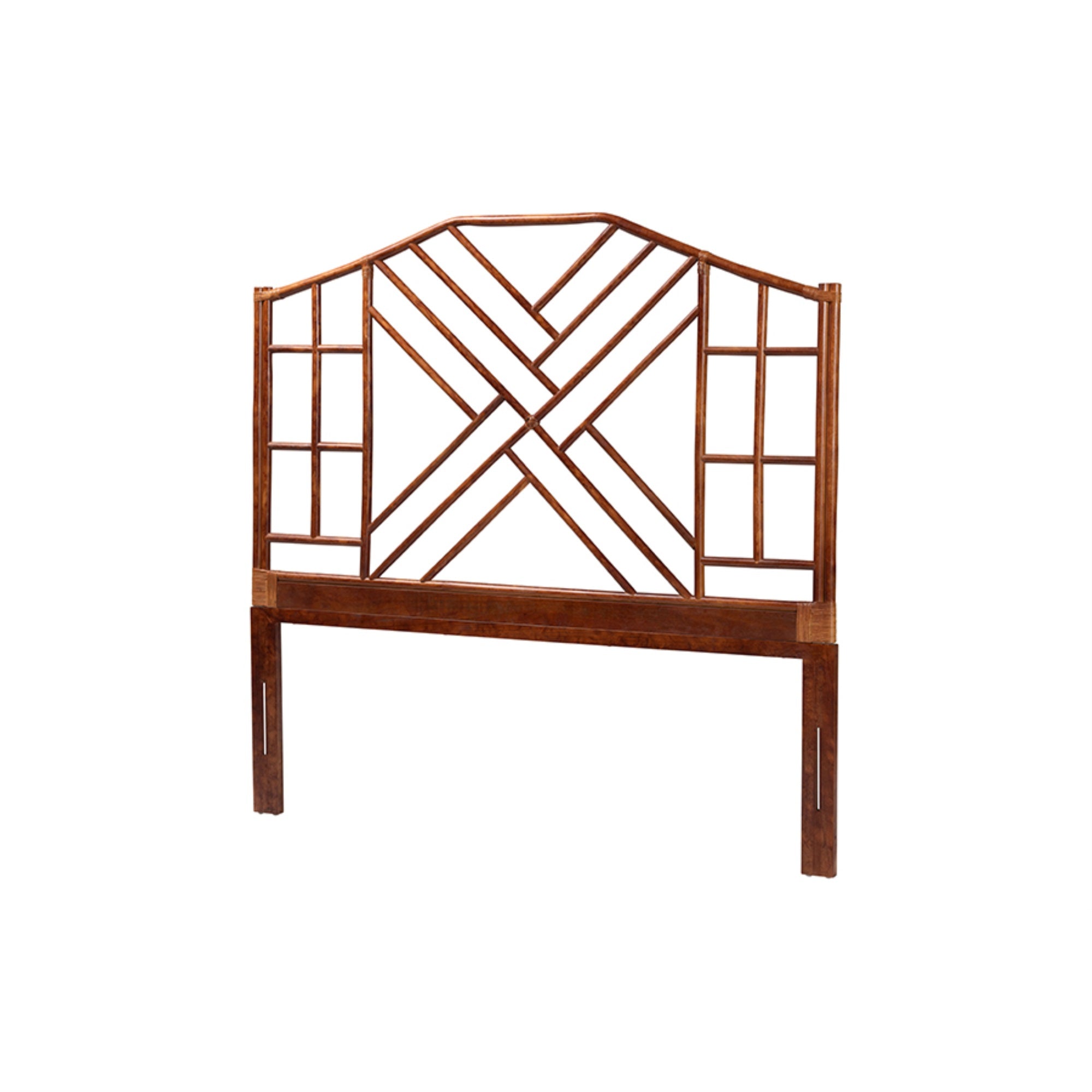 bali & pari Kachiri Marbled Tortoise Natural Rattan Headboard - Handcrafted Coastal Boho Style Bedroom Backdrop, King