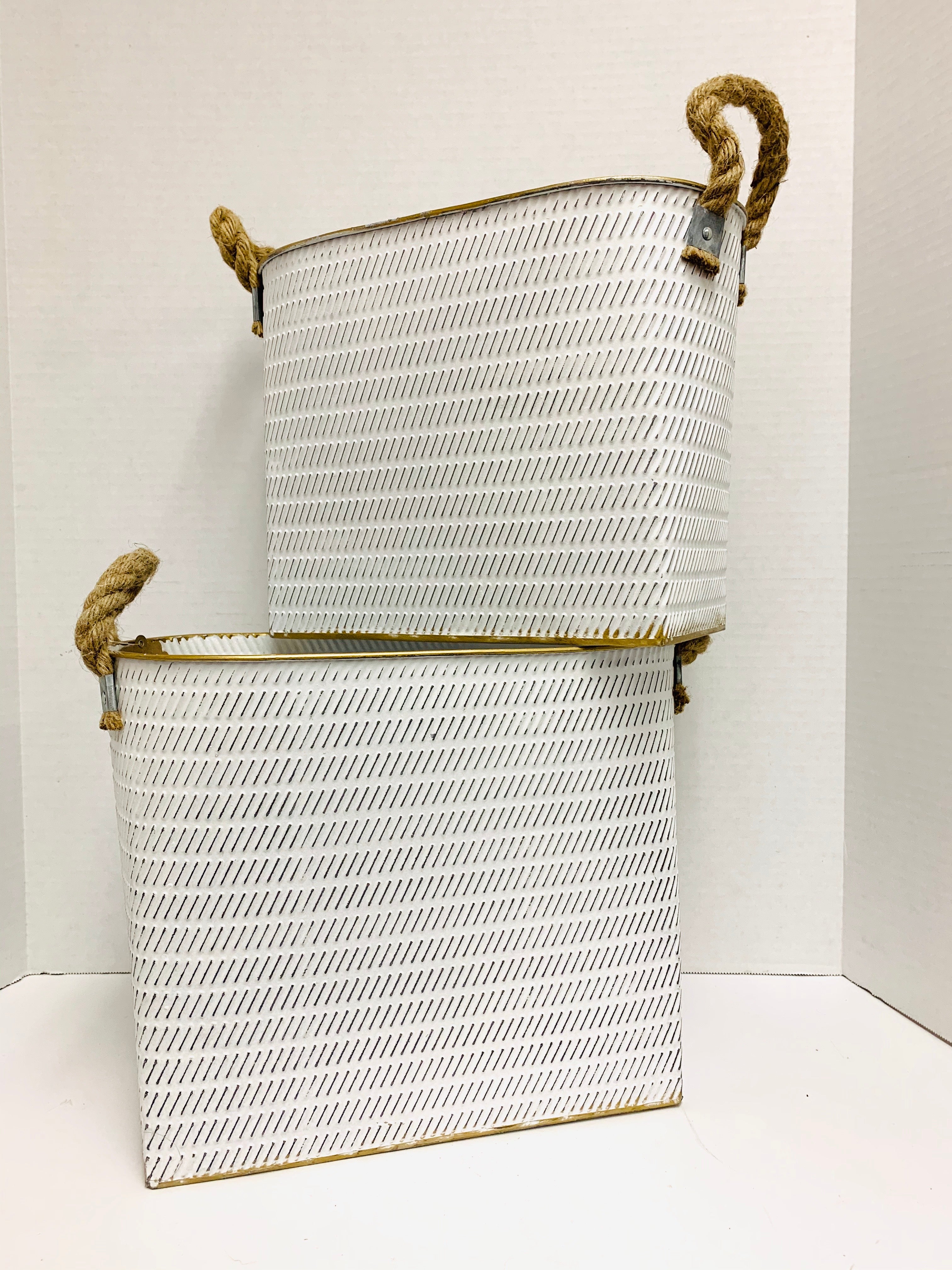 S/2 Embossed Metal Bins