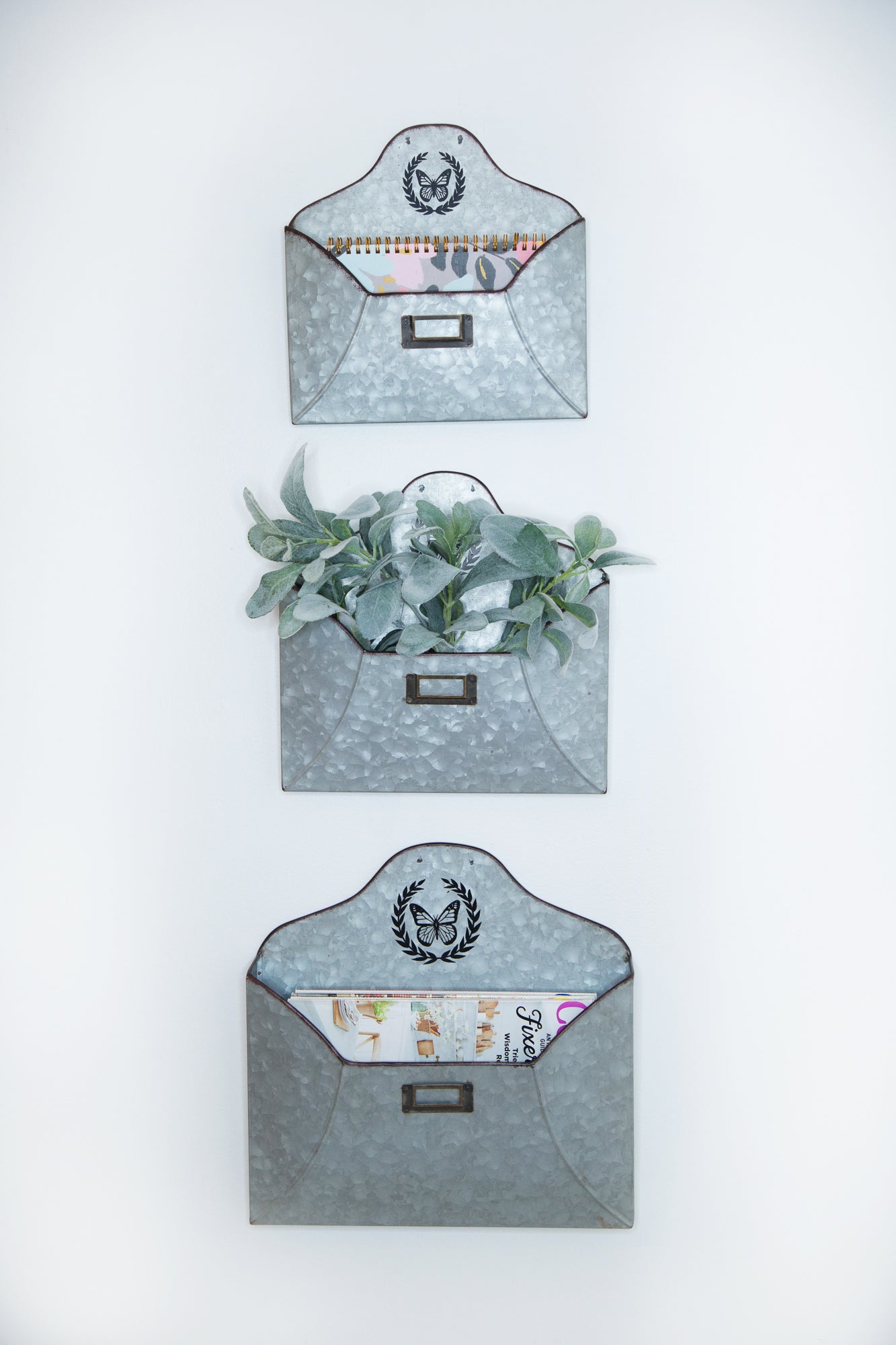 S/3 Galvanized Envelope Wall Pockets