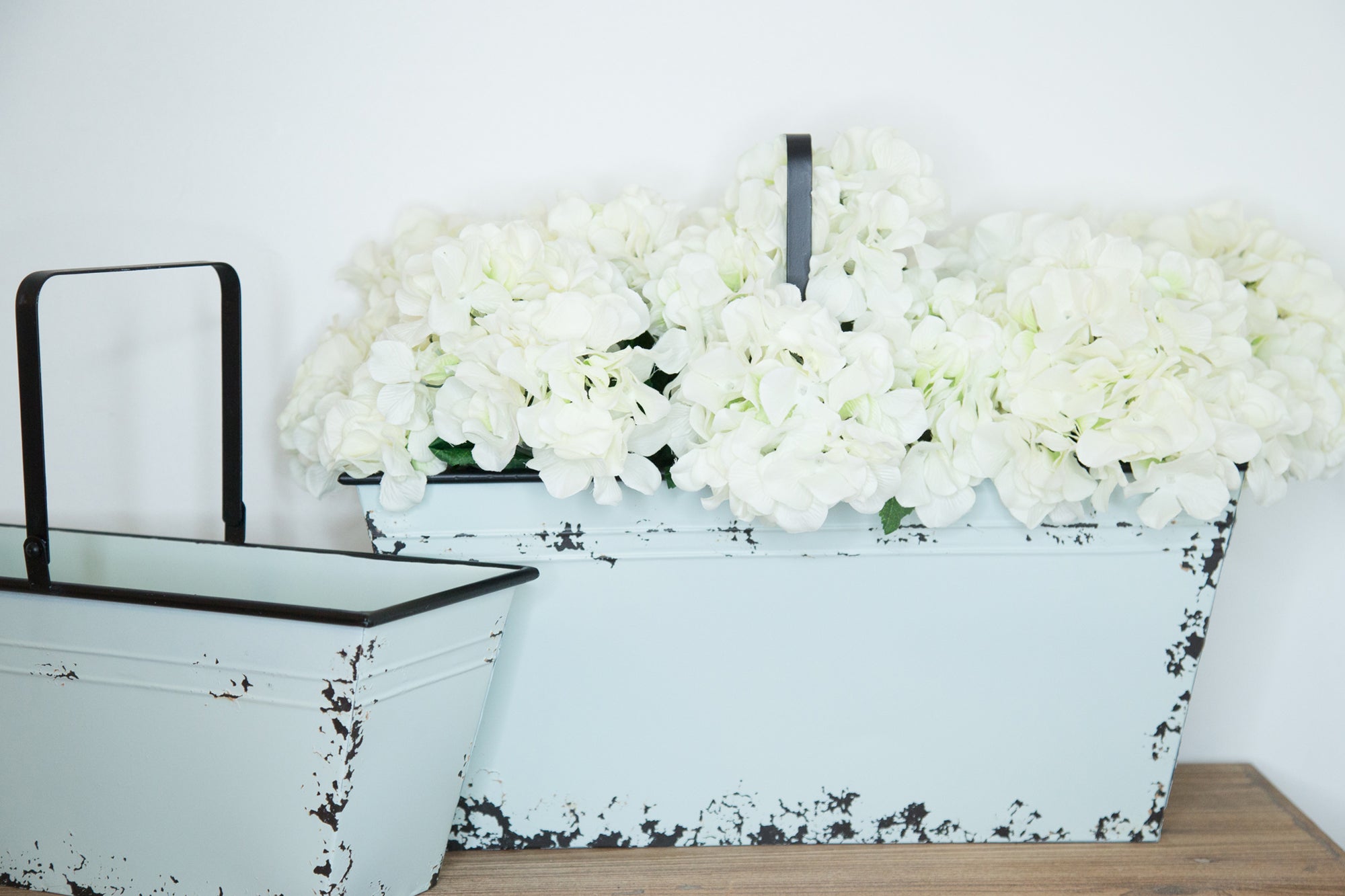 S/2 Metal Gathering Bins - Robins Egg Blue