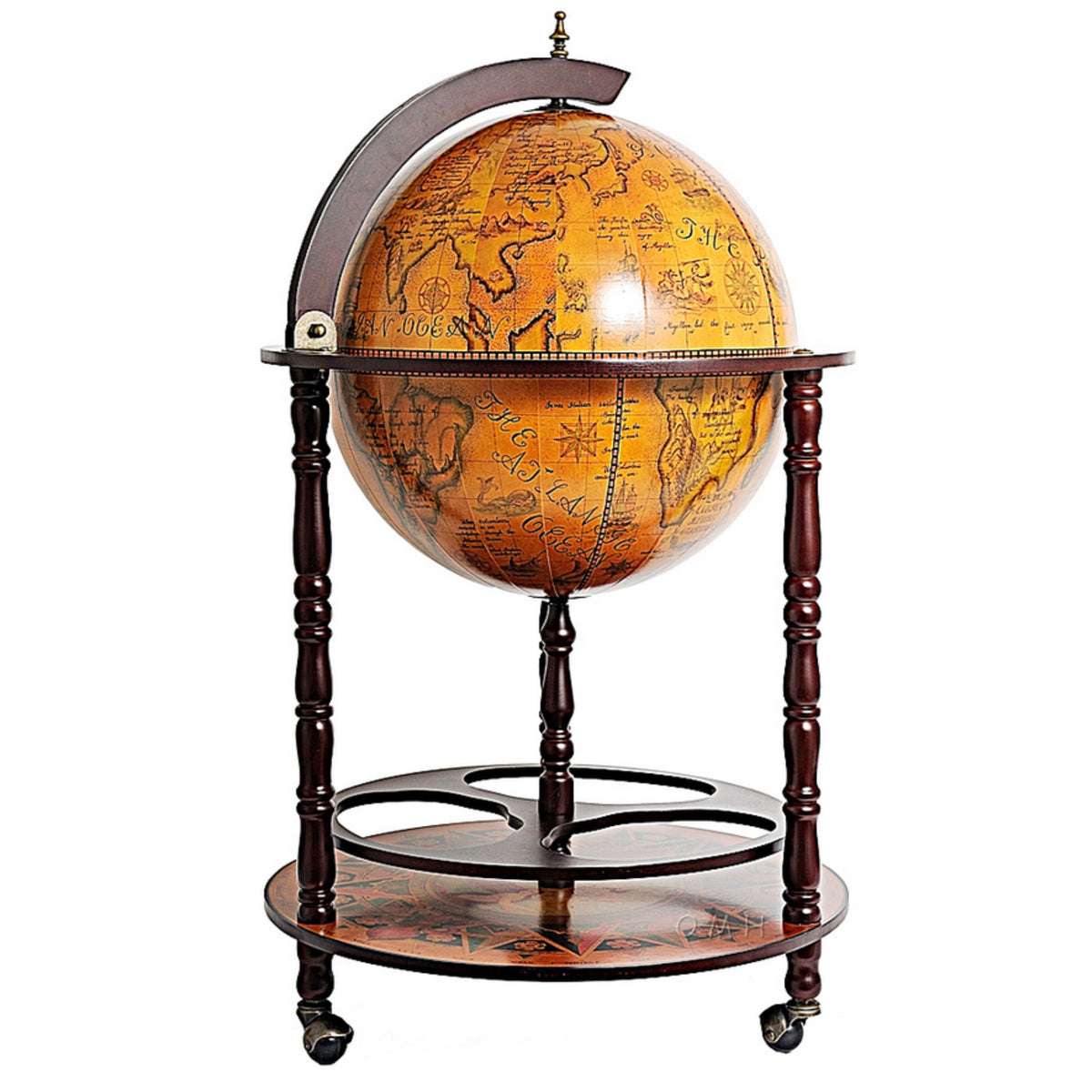 Nautical Globe Bar With Hidden Drink Cabinet Storage 17 3/4 Inches