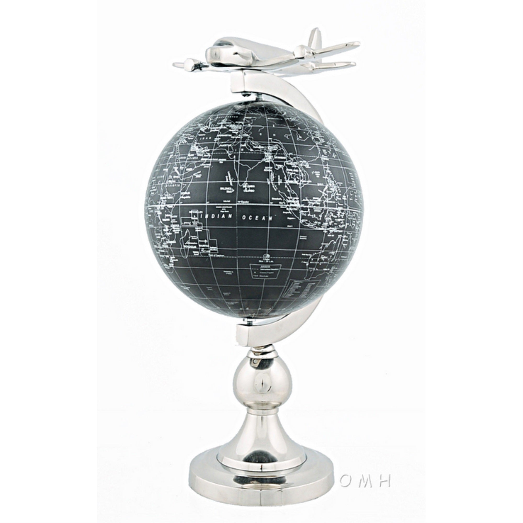 Airplane Flying Over Globe Dcor Piece