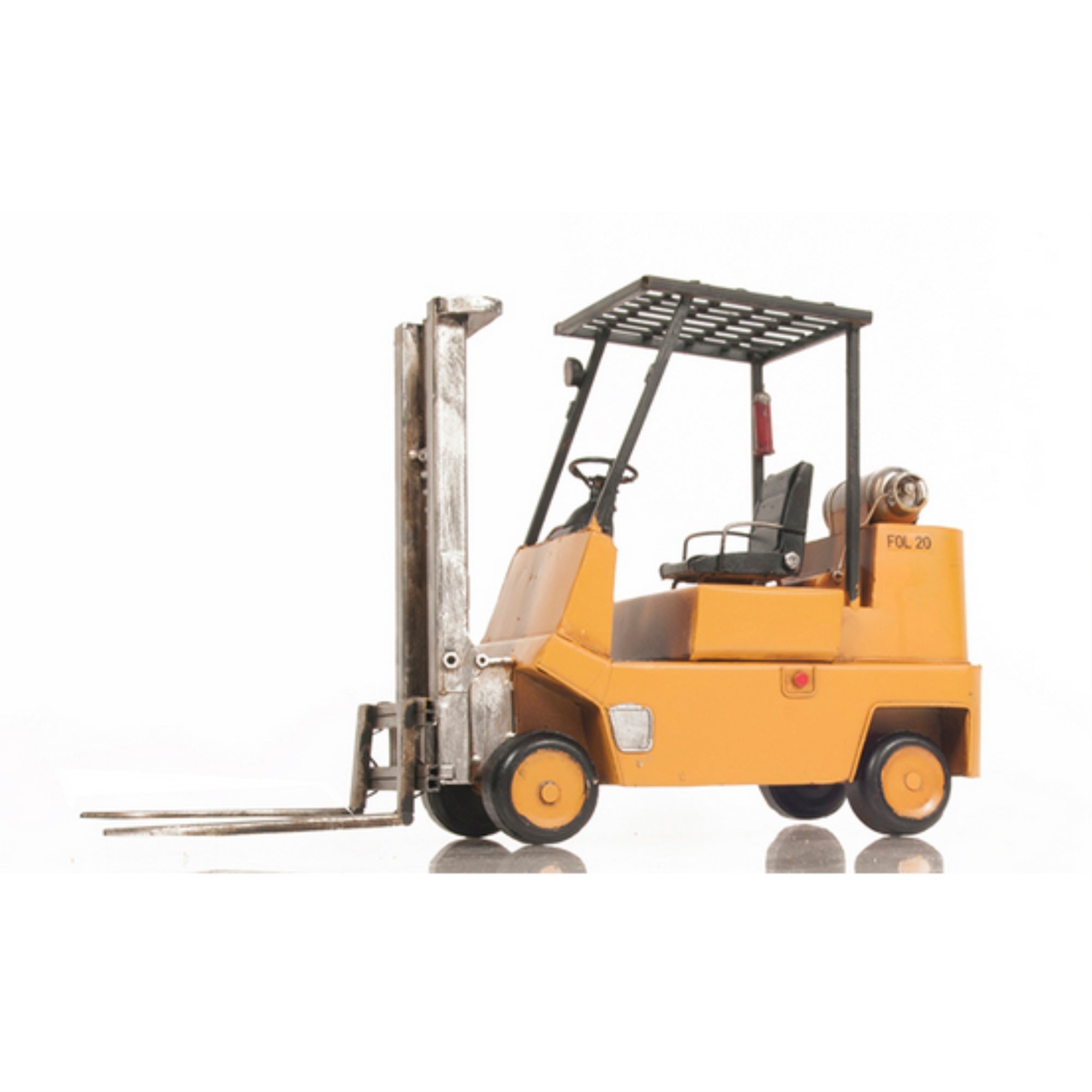 Yellow-Painted Tin Propane Forklift Model Truck