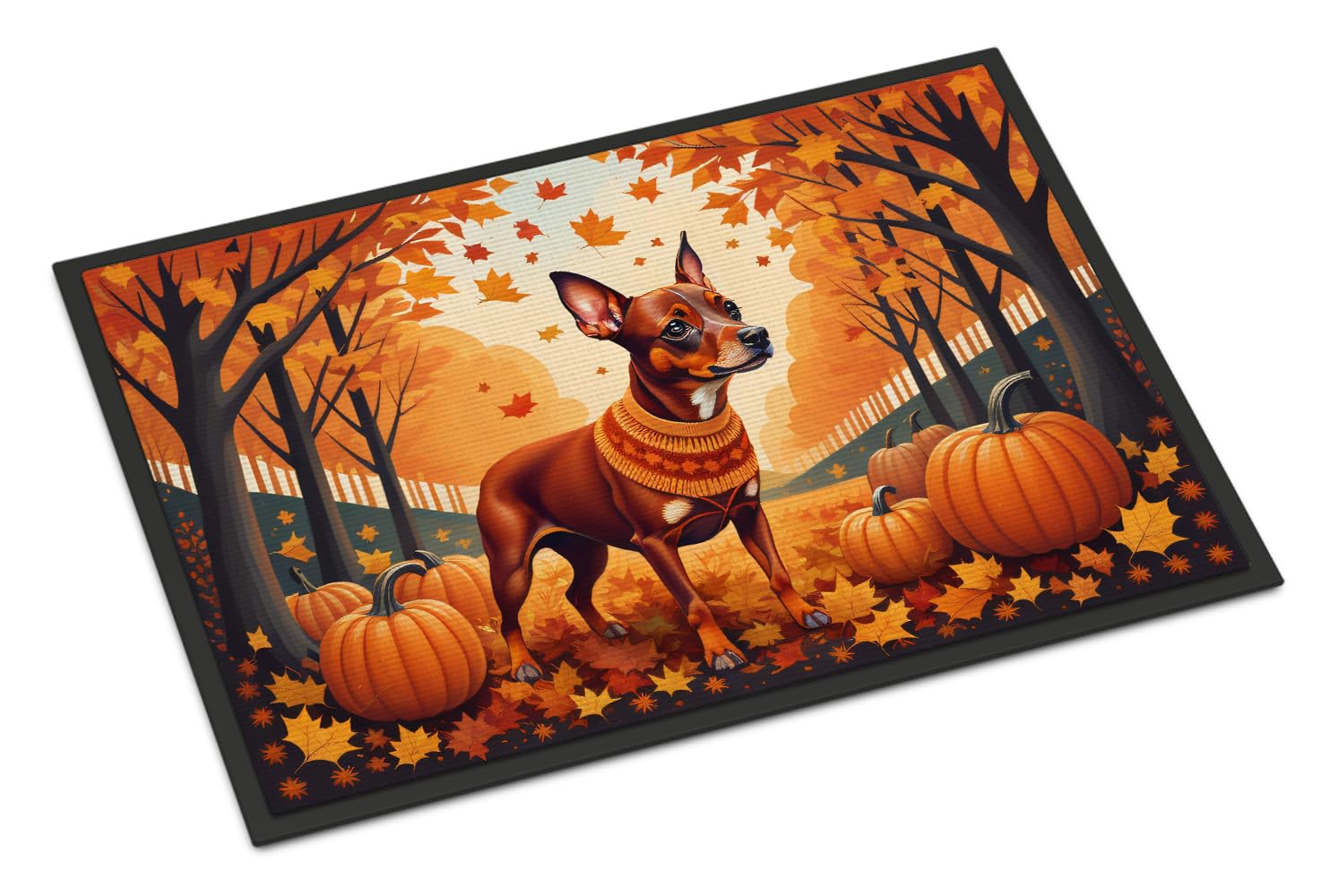Carolines Treasures DAC1058JMAT Red Miniature Pinscher Fall Indoor or Outdoor Mat 24x36 Front Door Mat Indoor Outdoor Rugs for Entryway, Non Slip Washable Low Pile, 24H X 36W