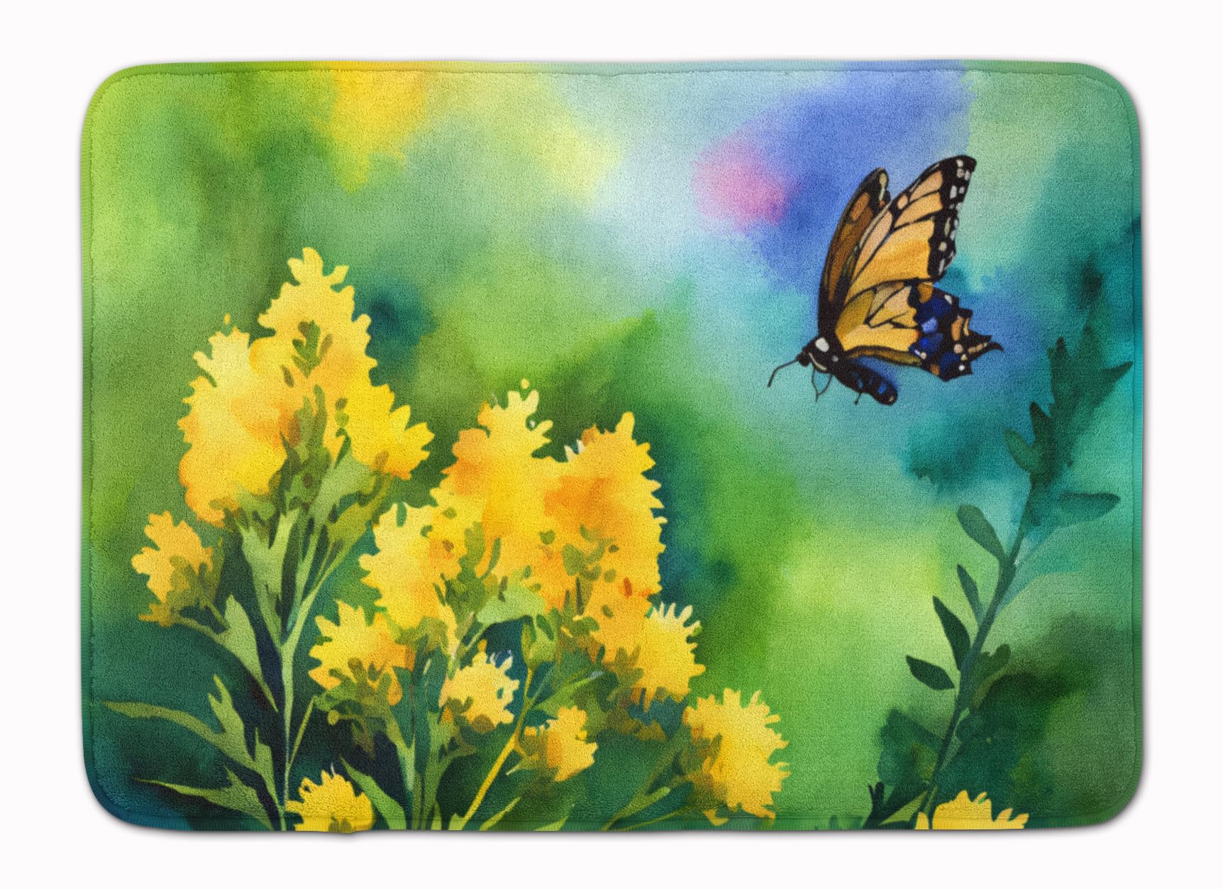 Carolines Treasures Kentucky Goldenrod in Watercolor Memory Foam Kitchen Mat Machine Washable Anti-Fatigue Mat Cushion Comfort Bath Mat or Kitchen Rug