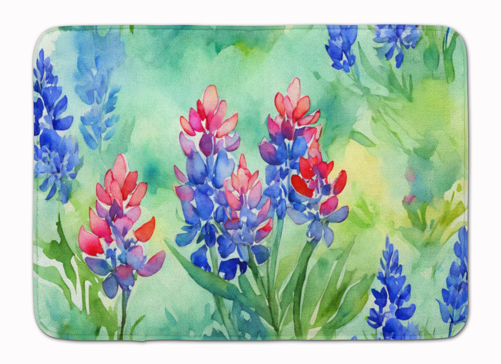Carolines Treasures Texas Bluebonnets in Watercolor Memory Foam Kitchen Mat Machine Washable Anti-Fatigue Mat Cushion Comfort Bath Mat or Kitchen Rug