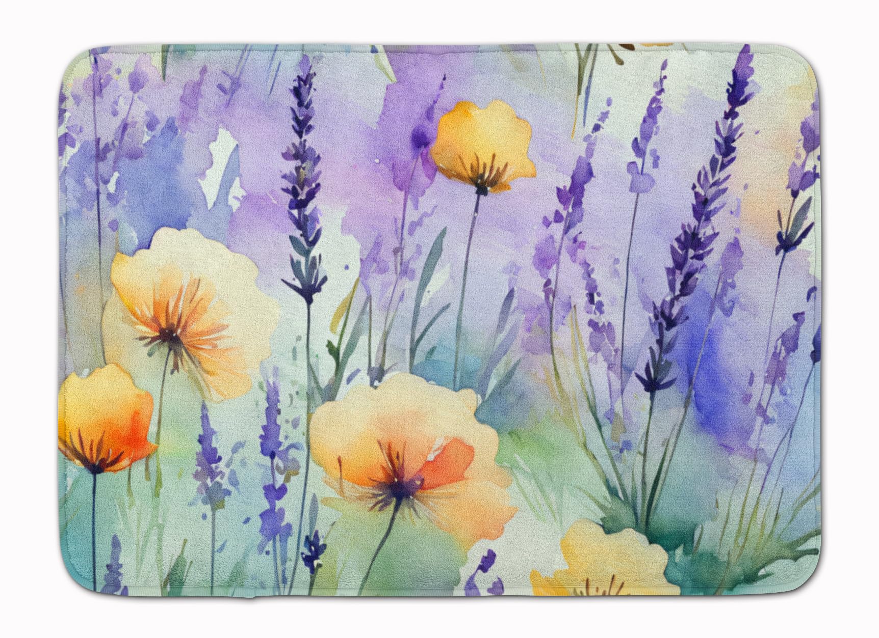 Carolines Treasures Lavender in Watercolor Memory Foam Kitchen Mat Machine Washable Anti-Fatigue Mat Cushion Comfort Bath Mat or Kitchen Rug