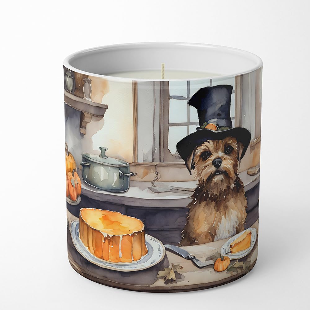 Carolines Treasures DAC1745CDL Border Terrier Fall Kitchen Pumpkins Decorative Soy Candle Nature Soy Wax Essential Oil Home Decor Ideal for Bedroom Kitchen Bath Office Gift, 10 oz