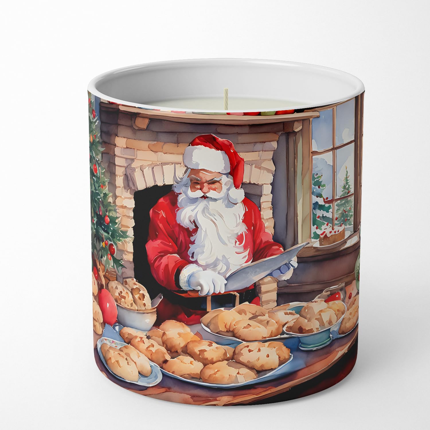 Carolines Treasures DAC3285CDL Cookies with Santa Claus Decorative Soy Candle Nature Soy Wax Essential Oil Home Decor Ideal for Bedroom Kitchen Bath Office Gift, 10 oz