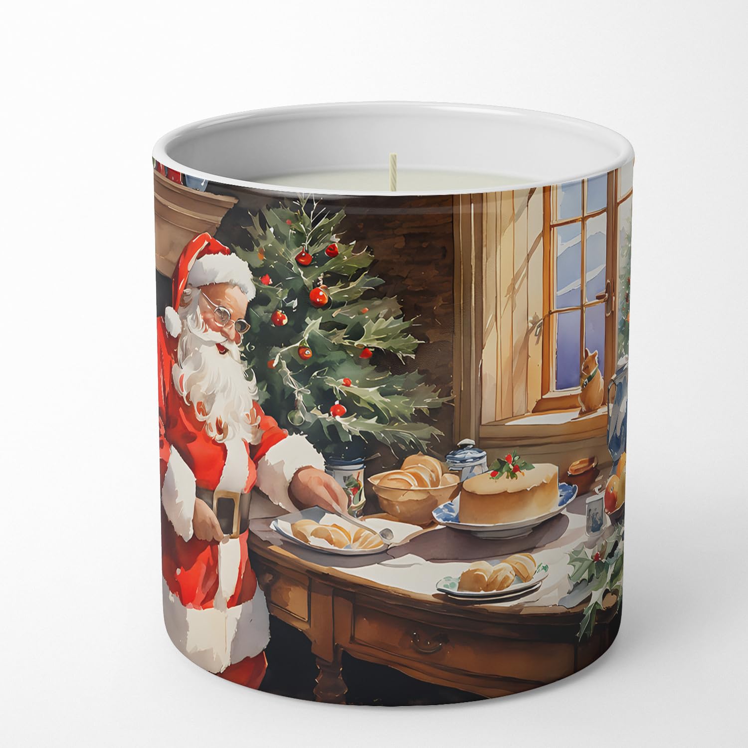 Carolines Treasures DAC3291CDL Cookies with Santa Claus Decorative Soy Candle Nature Soy Wax Essential Oil Home Decor Ideal for Bedroom Kitchen Bath Office Gift, 10 oz
