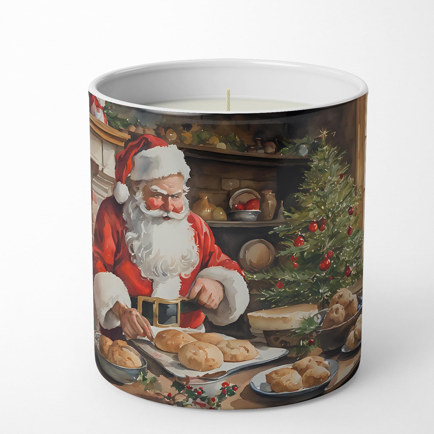 Carolines Treasures DAC3292CDL Cookies with Santa Claus Decorative Soy Candle Nature Soy Wax Essential Oil Home Decor Ideal for Bedroom Kitchen Bath Office Gift, 10 oz