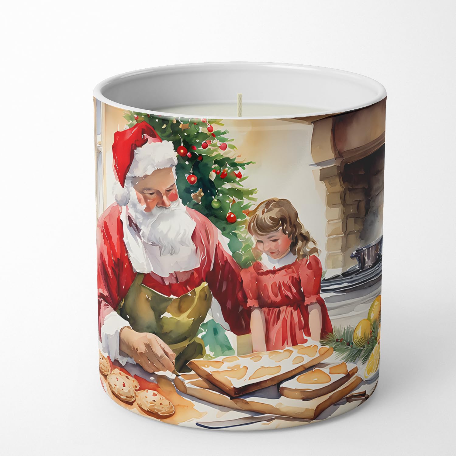 Carolines Treasures DAC3311CDL Cookies with Santa Claus Decorative Soy Candle Nature Soy Wax Essential Oil Home Decor Ideal for Bedroom Kitchen Bath Office Gift, 10 oz
