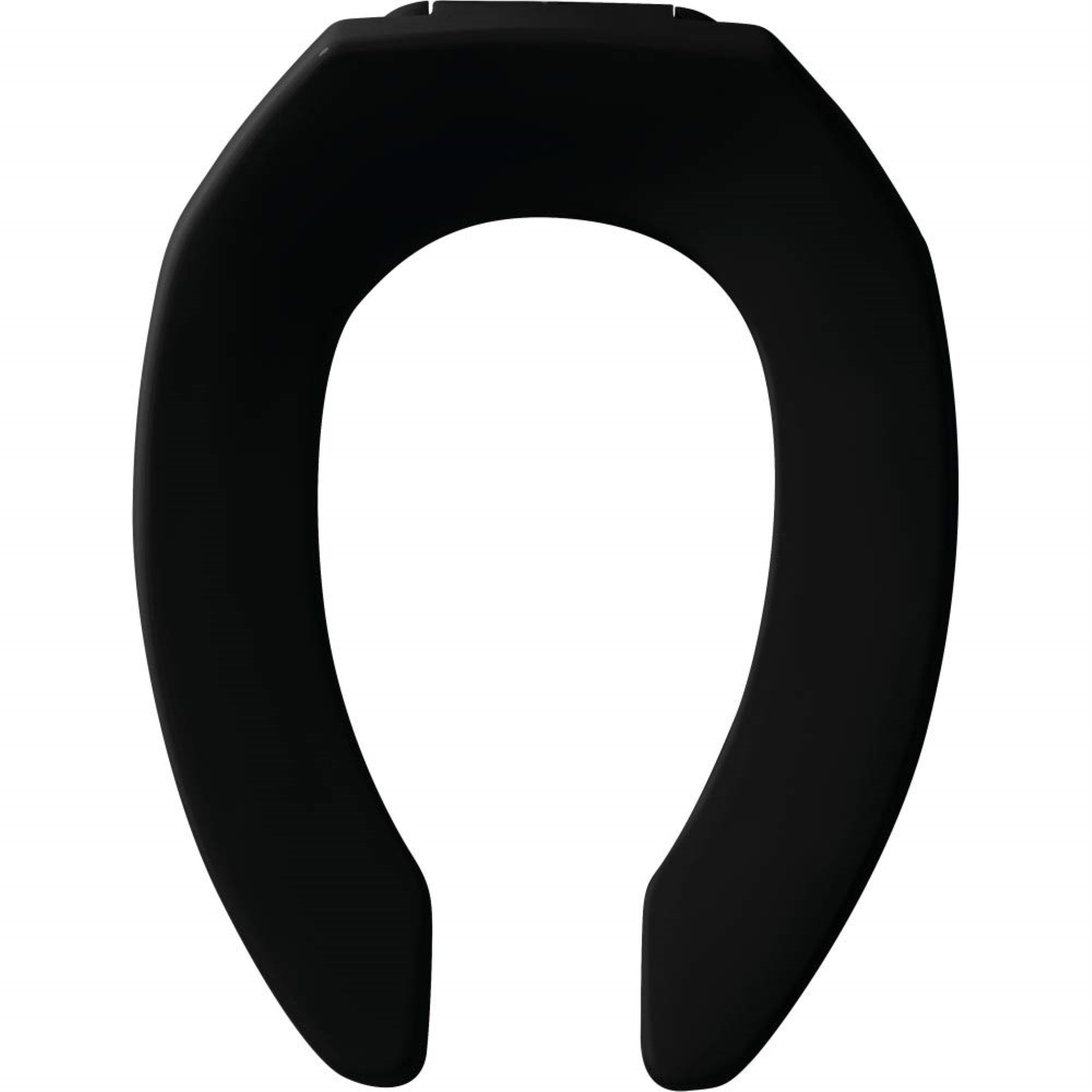 Bemis Elongated Open Front Less Cover Toilet Seat In Black With Sta-Tite Check Hinge