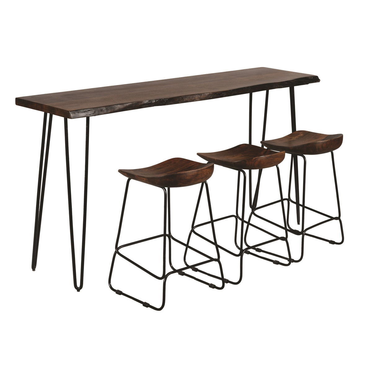 Nature'S Edge Solid Acacia Four Piece 72' Counter Height Dining Set
