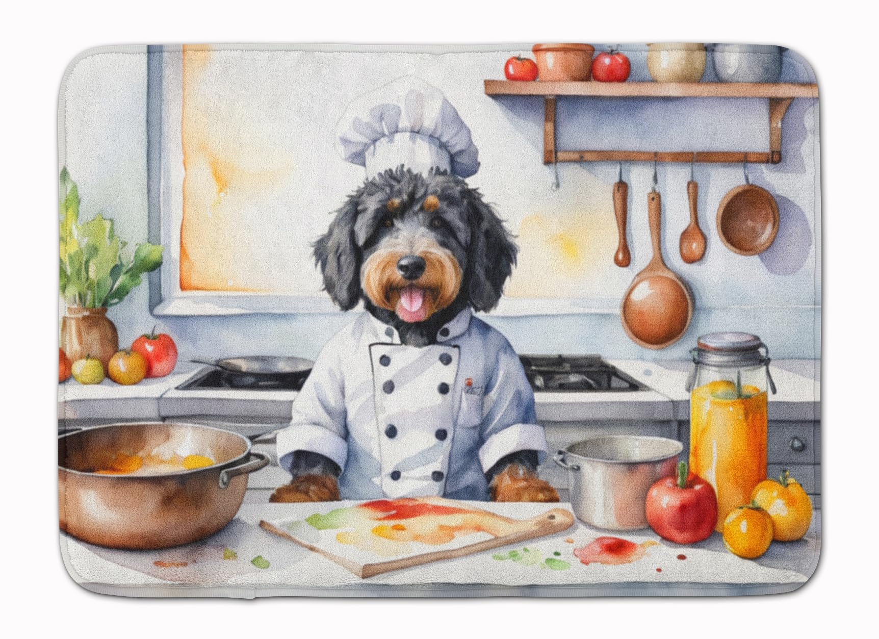 Carolines Treasures Bernedoodle The Chef Memory Foam Kitchen Mat Machine Washable Anti-Fatigue Mat Cushion Comfort Bath Mat or Kitchen Rug