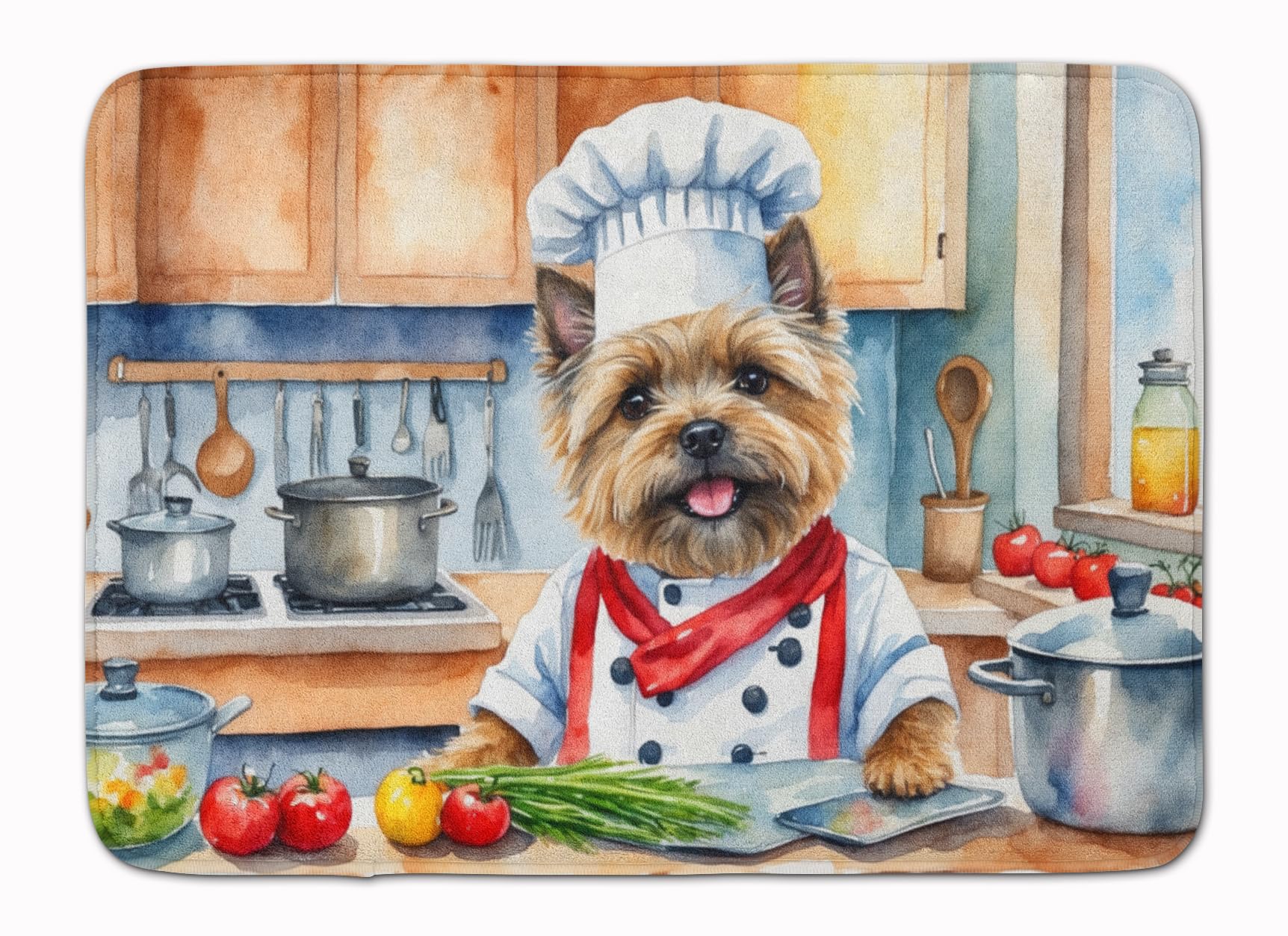 Carolines Treasures Cairn Terrier The Chef Memory Foam Kitchen Mat Machine Washable Anti-Fatigue Mat Cushion Comfort Bath Mat or Kitchen Rug