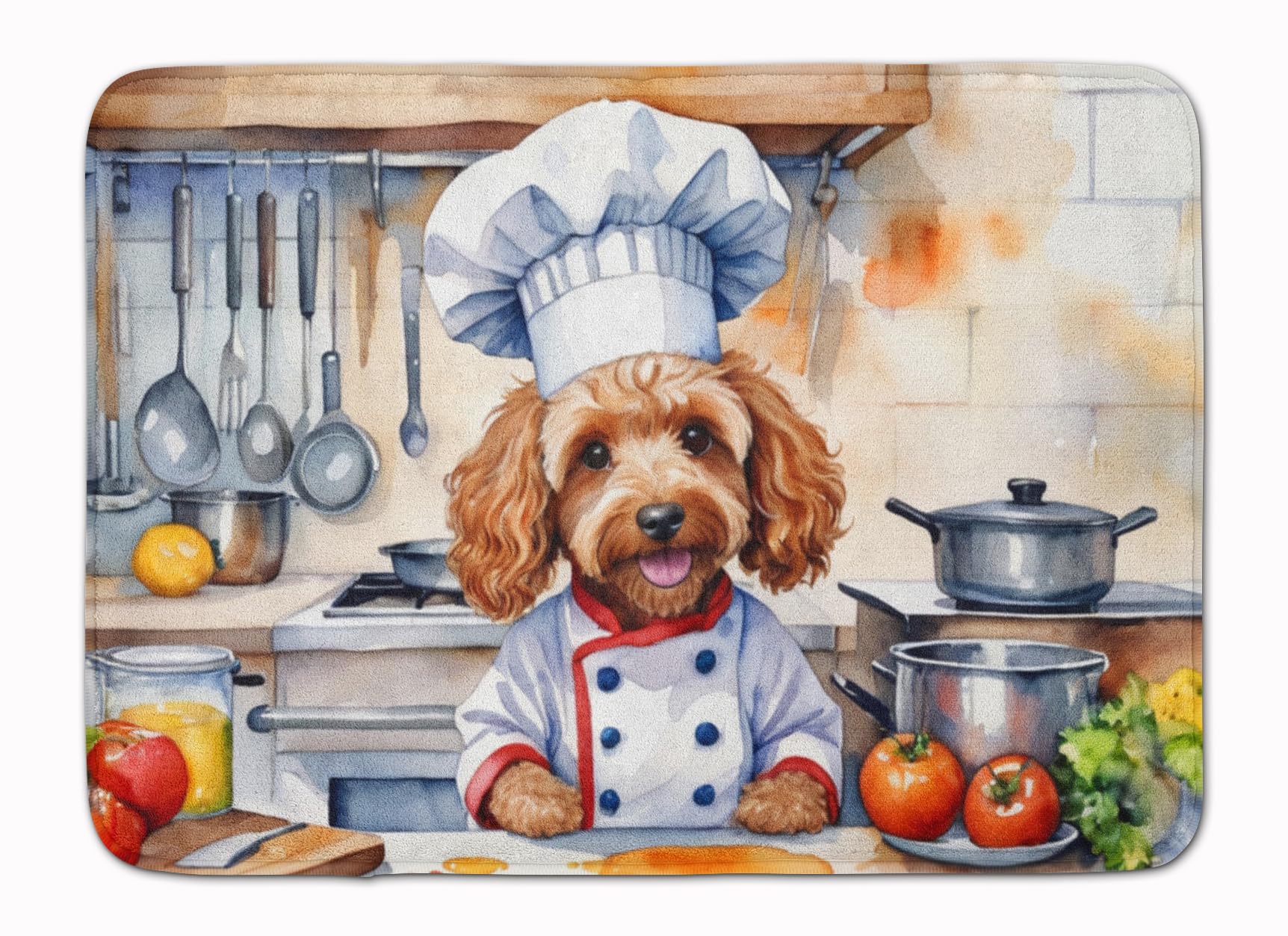Carolines Treasures Cockapoo The Chef Memory Foam Kitchen Mat Machine Washable Anti-Fatigue Mat Cushion Comfort Bath Mat or Kitchen Rug