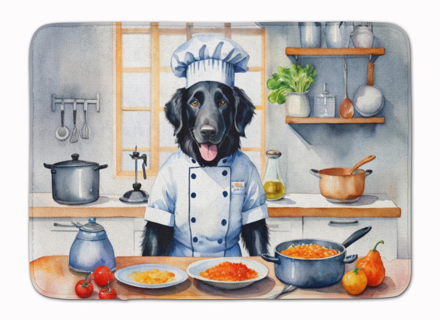 Carolines Treasures Flat-Coated Retriever The Chef Memory Foam Kitchen Mat Machine Washable Anti-Fatigue Mat Cushion Comfort Bath Mat or Kitchen Rug