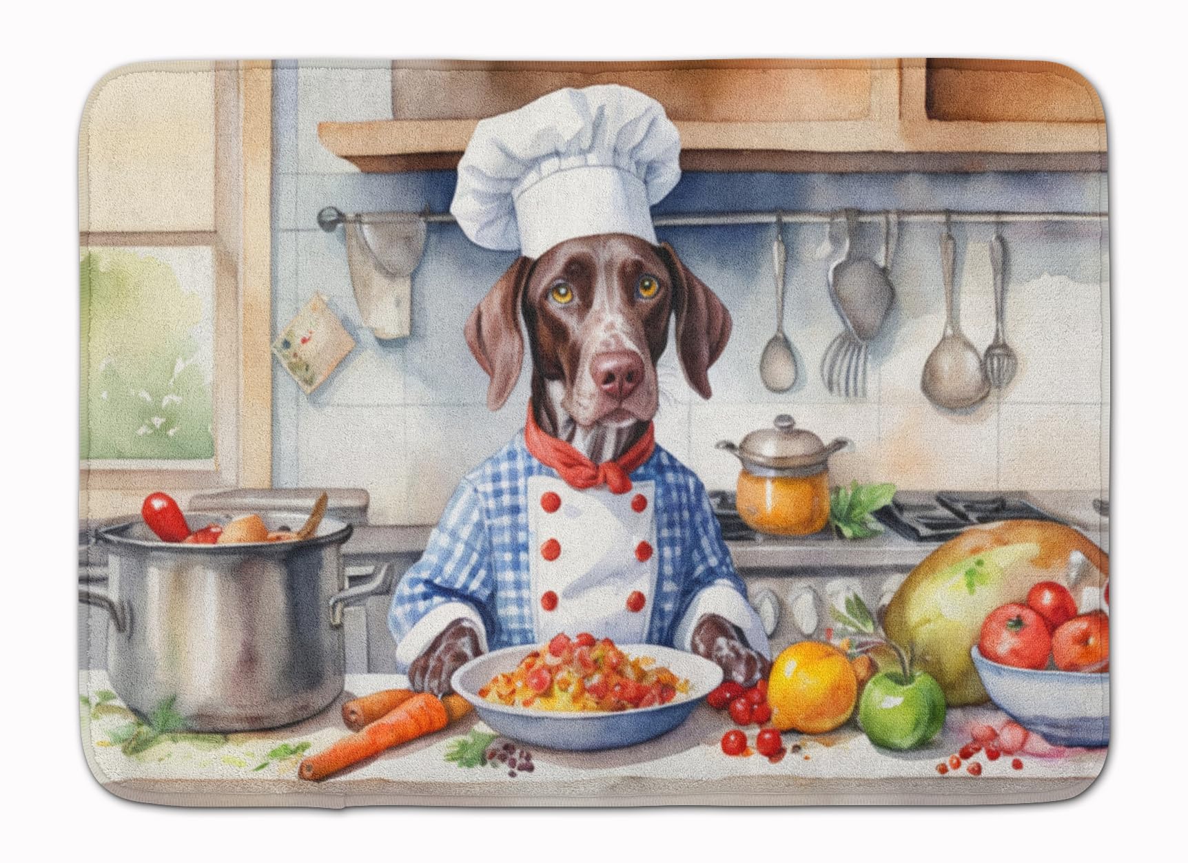 Carolines Treasures German Shorthaired Pointer The Chef Memory Foam Kitchen Mat Machine Washable Anti-Fatigue Mat Cushion Comfort Bath Mat or Kitchen Rug