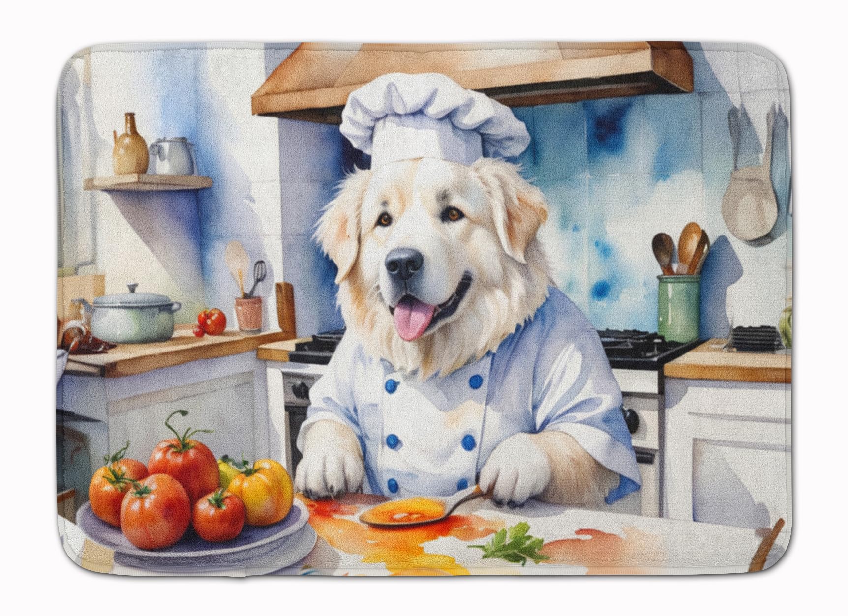 Carolines Treasures Great Pyrenees The Chef Memory Foam Kitchen Mat Machine Washable Anti-Fatigue Mat Cushion Comfort Bath Mat or Kitchen Rug
