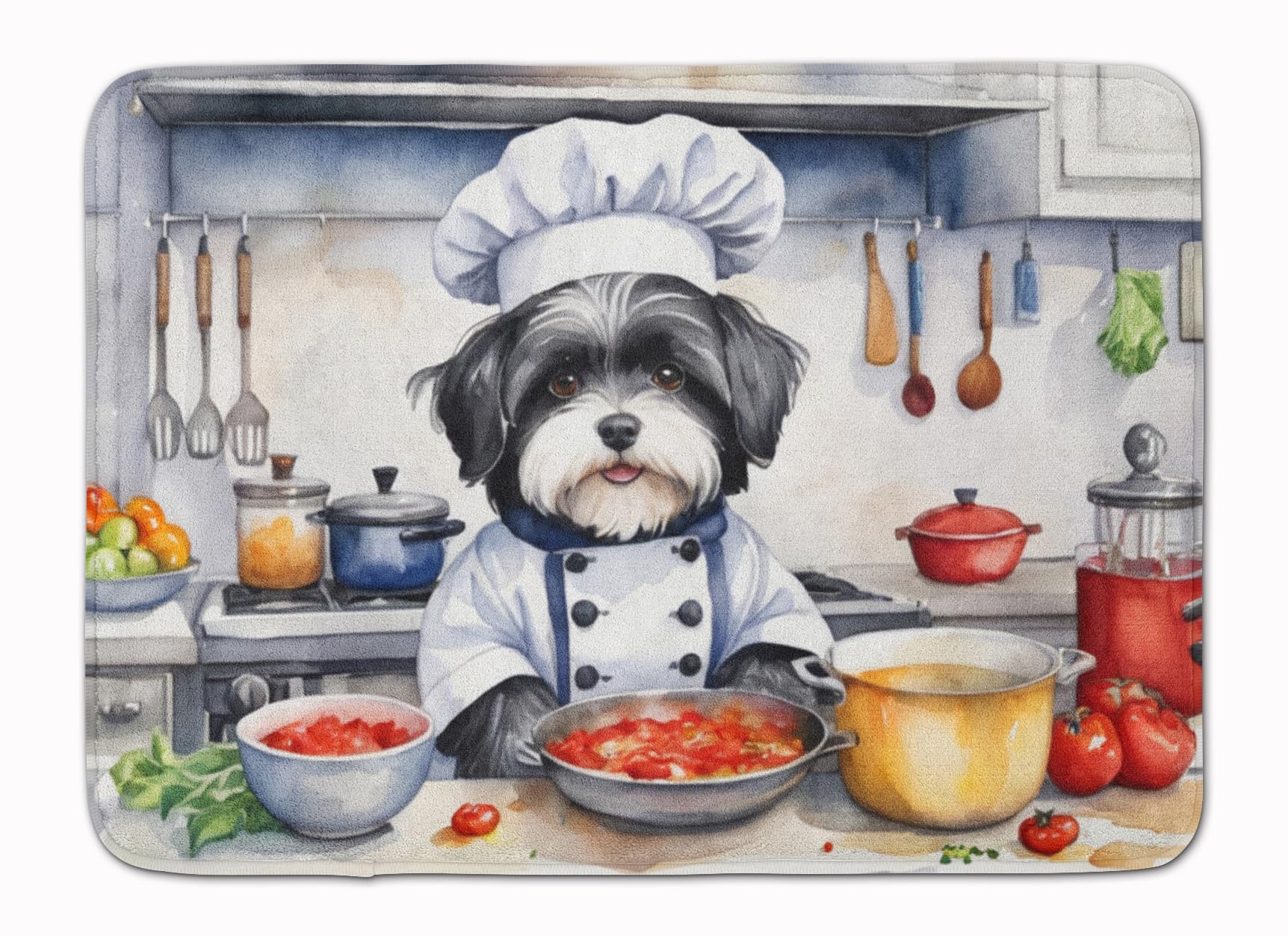 Carolines Treasures Havanese The Chef Memory Foam Kitchen Mat Machine Washable Anti-Fatigue Mat Cushion Comfort Bath Mat or Kitchen Rug