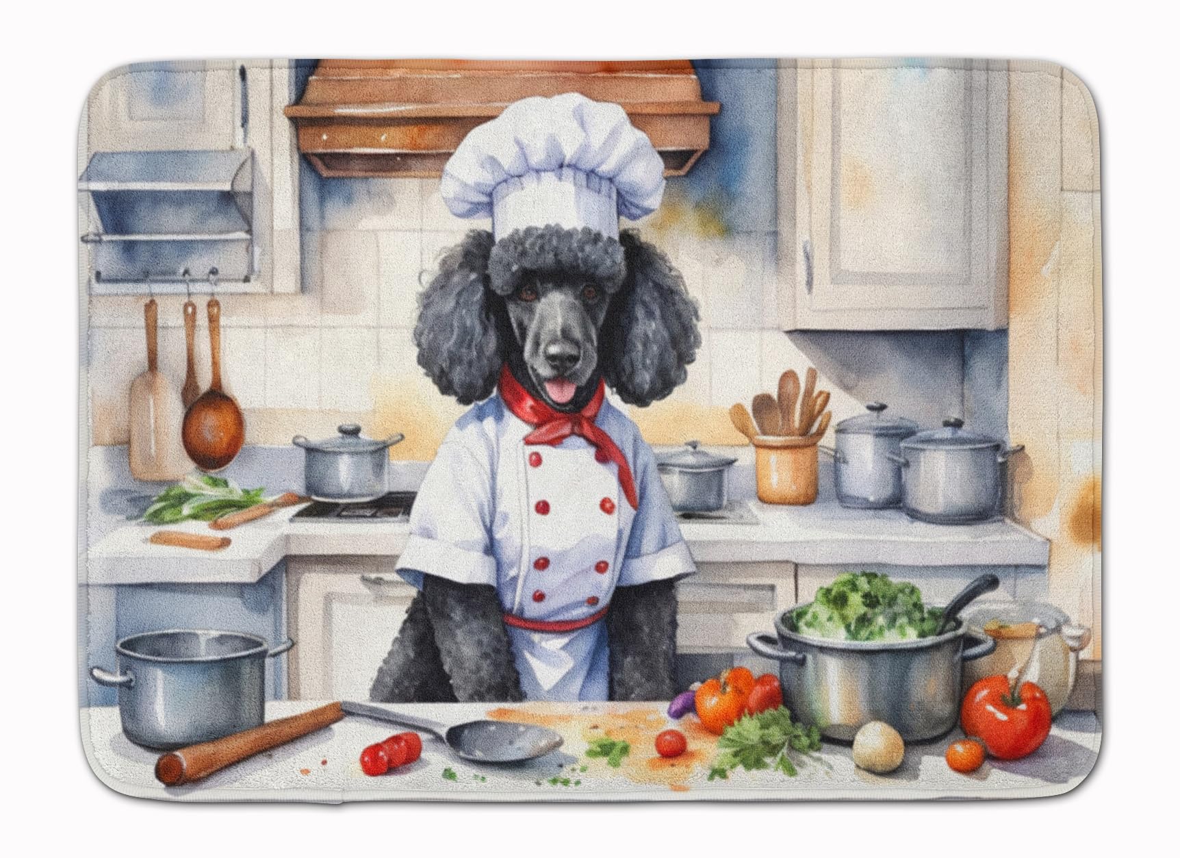 Carolines Treasures Black Poodle The Chef Memory Foam Kitchen Mat Machine Washable Anti-Fatigue Mat Cushion Comfort Bath Mat or Kitchen Rug