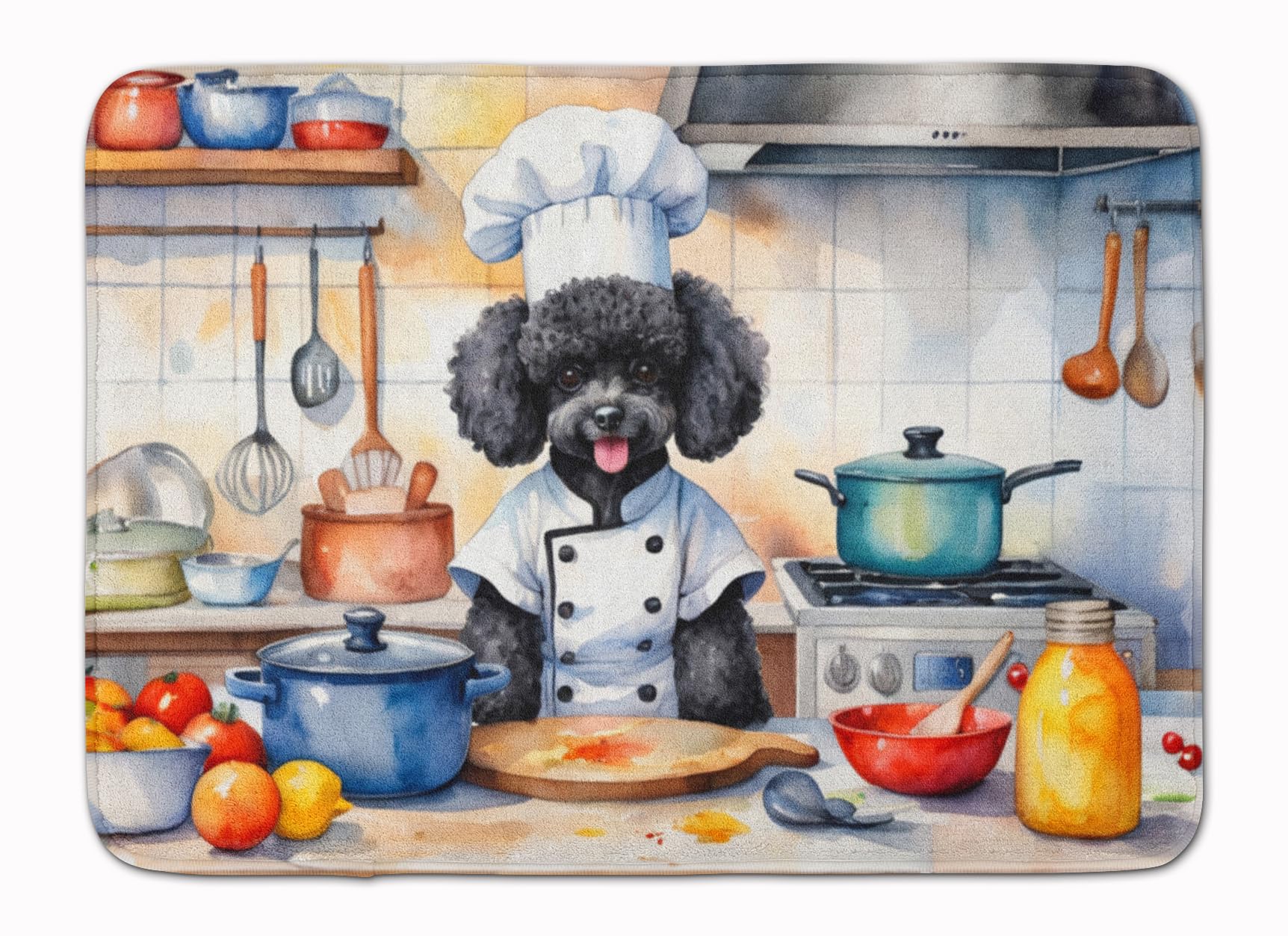 Carolines Treasures Black Poodle The Chef Memory Foam Kitchen Mat Machine Washable Anti-Fatigue Mat Cushion Comfort Bath Mat or Kitchen Rug