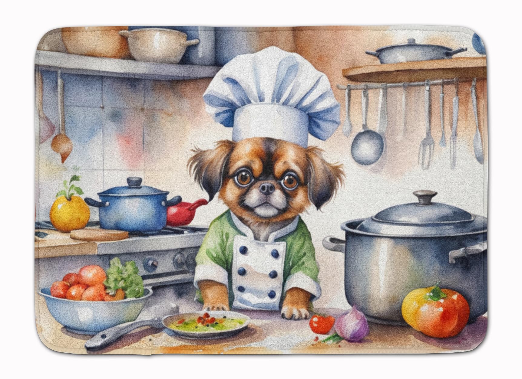 Carolines Treasures Tibetan Spaniel The Chef Memory Foam Kitchen Mat Machine Washable Anti-Fatigue Mat Cushion Comfort Bath Mat or Kitchen Rug