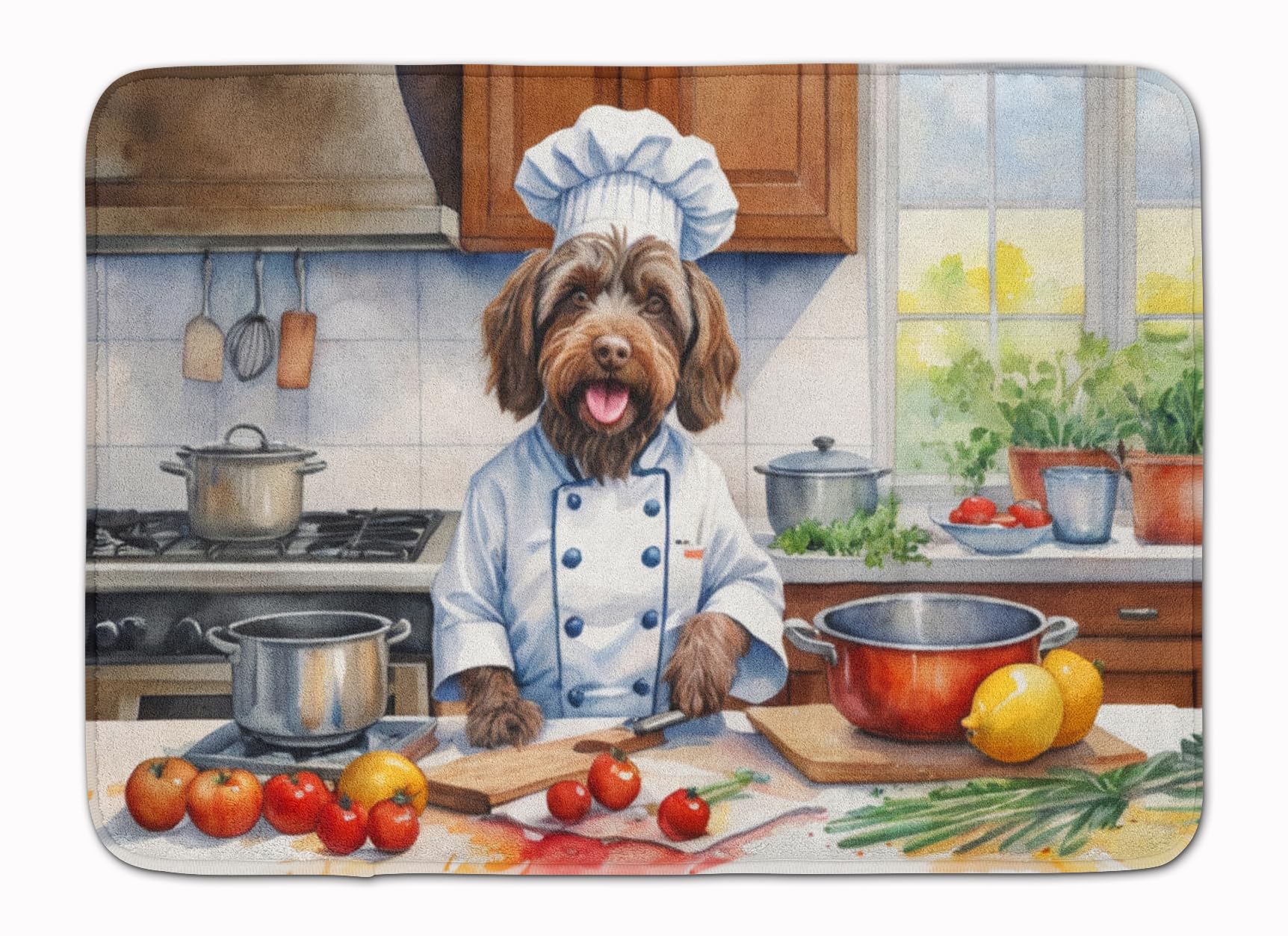 Carolines Treasures Wirehaired Pointing Griffon The Chef Memory Foam Kitchen Mat Machine Washable Anti-Fatigue Mat Cushion Comfort Bath Mat or Kitchen Rug