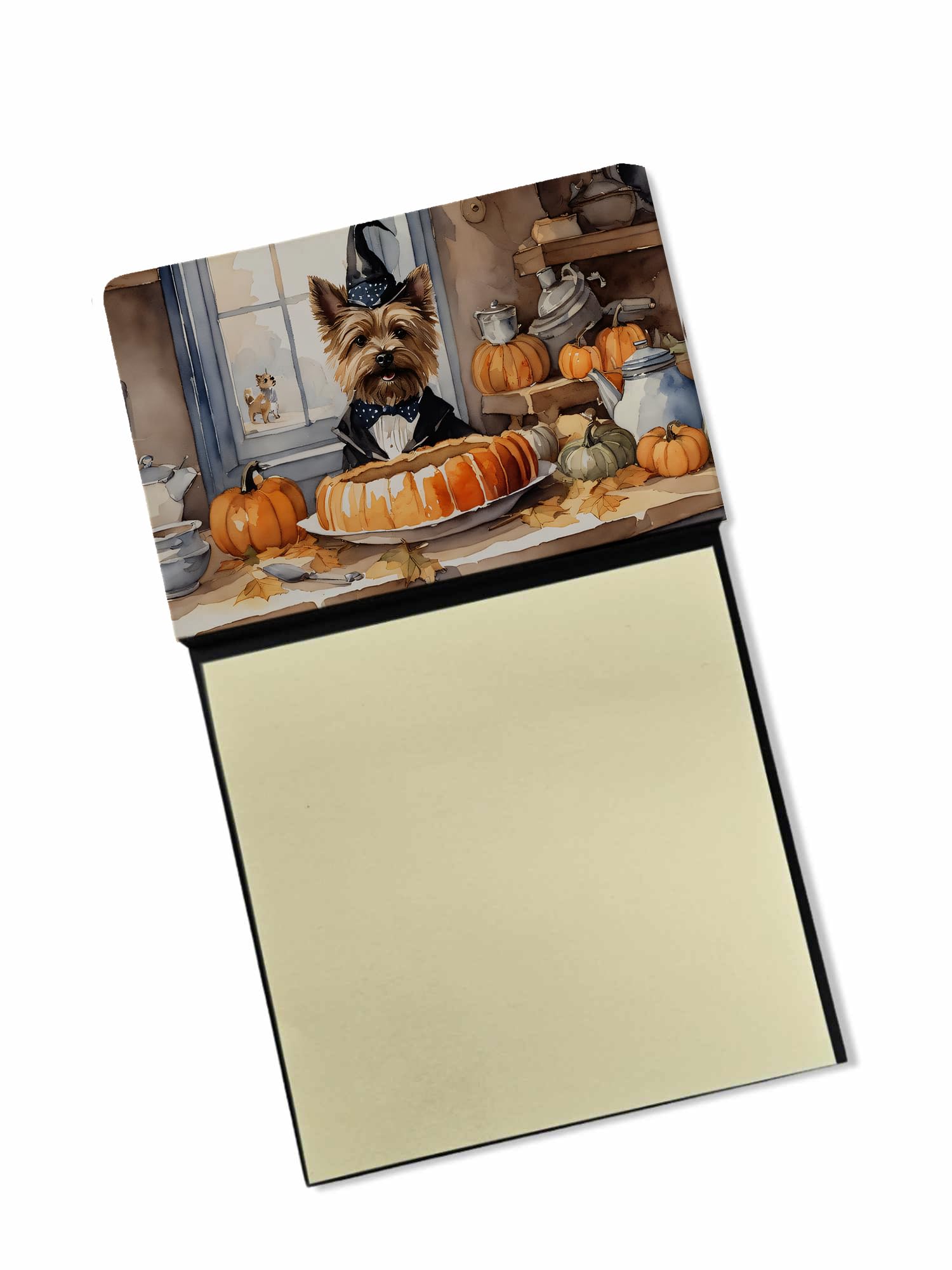 Carolines Treasures Cairn Terrier Fall Kitchen Pumpkins Sticky Note Holder Refillable Dispenser Self-Sticky Note Pads, Memo Pads Blank Desk Accessories