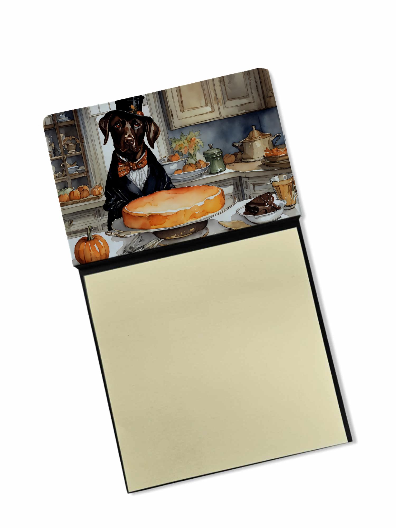 Carolines Treasures Chocolate Lab Fall Kitchen Pumpkins Sticky Note Holder Refillable Dispenser Self-Sticky Note Pads, Memo Pads Blank Desk Accessories