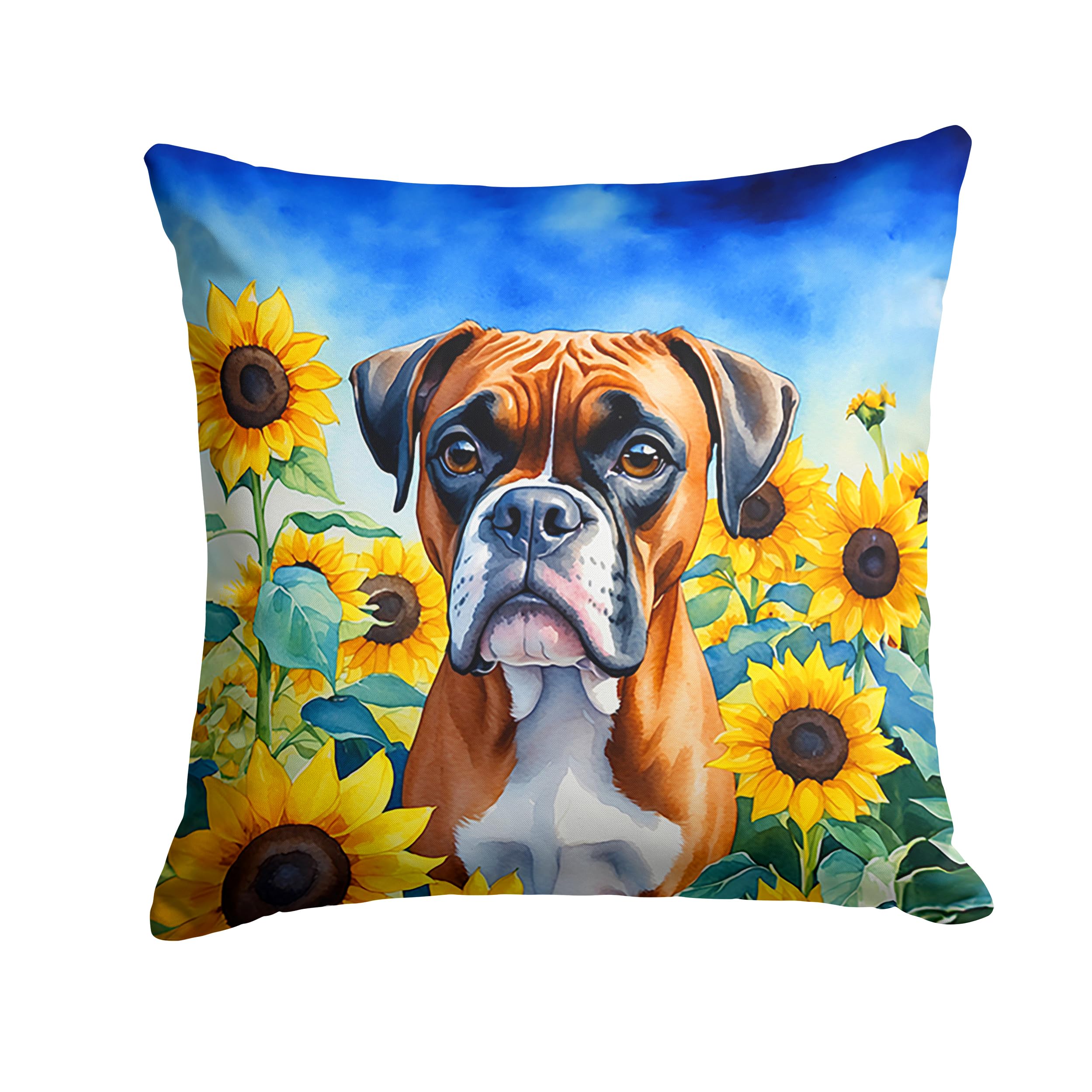Carolines Treasures in Sunflowers Throw Pillow, 14Hx14W, Boxer 6037