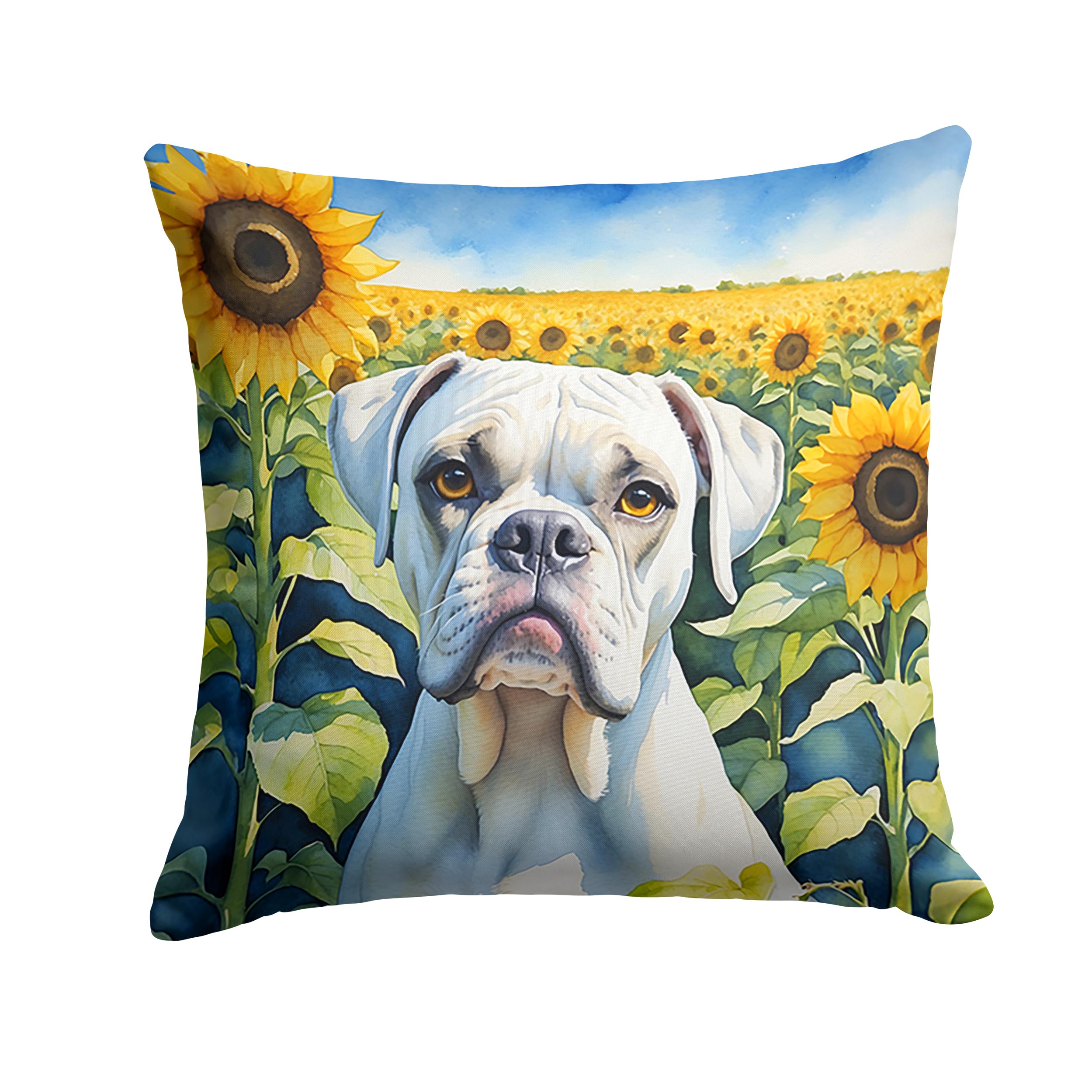Carolines Treasures in Sunflowers Throw Pillow, 14Hx14W, Boxer 6038