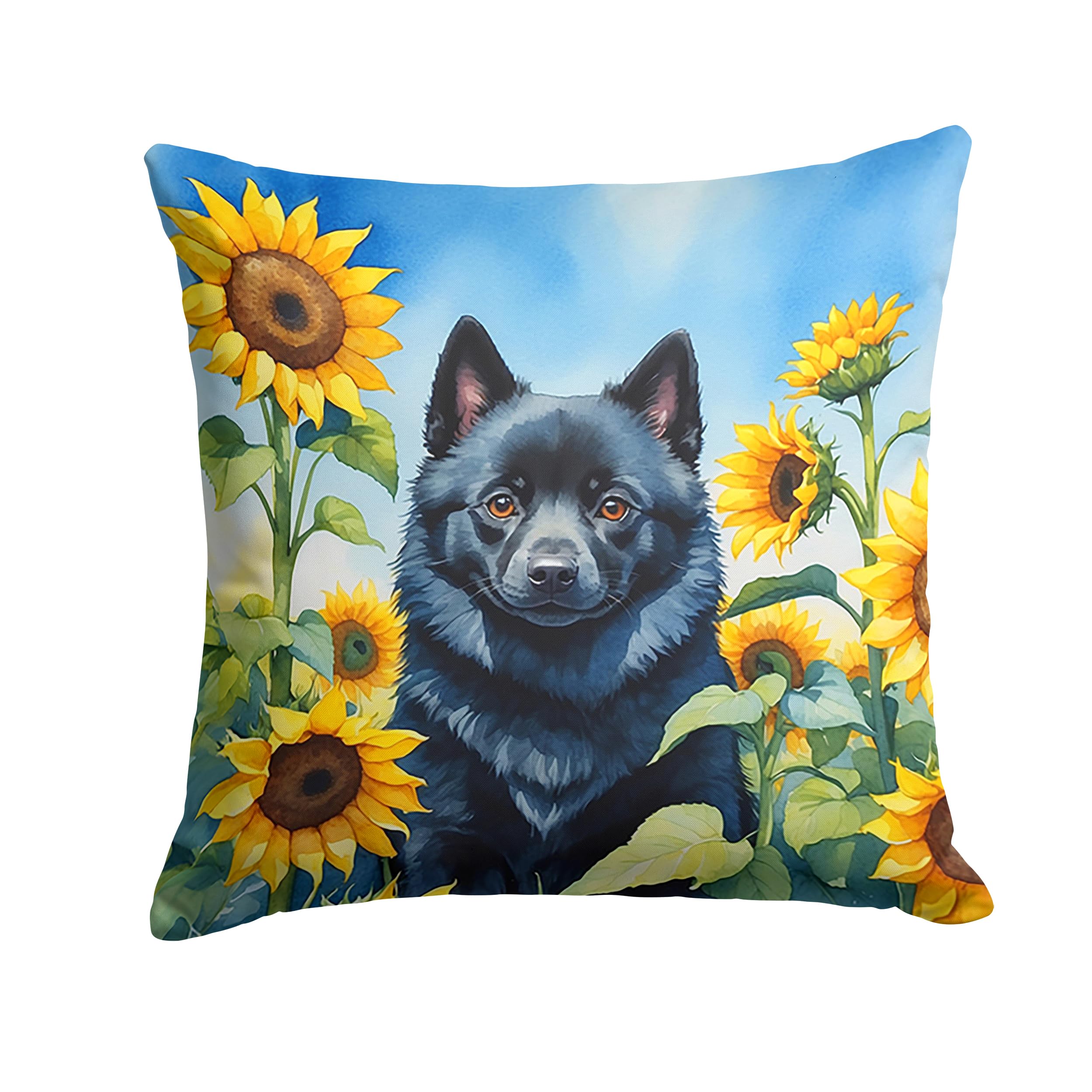 Carolines Treasures in Sunflowers Throw Pillow, 14Hx14W, Schipperke 6155