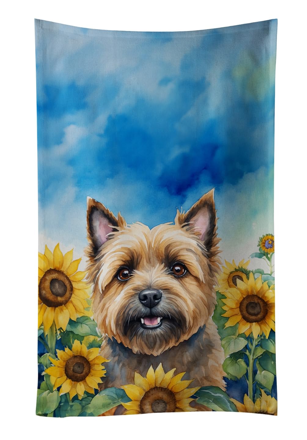Carolines Treasures Cairn Terrier in Sunflowers Kitchen Towel Dish Cloths Guest Hand Towel Decorative Bathroom Towel for Face,Tea, Dishcloth, Kitchen and Bath