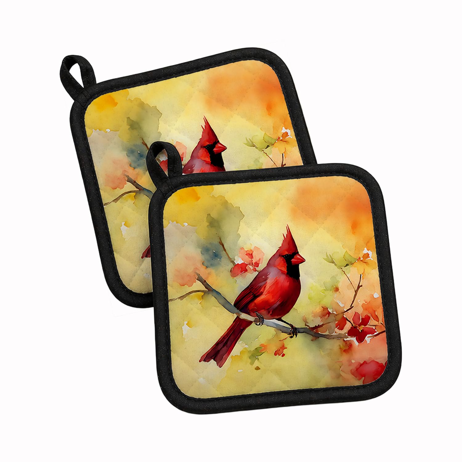 Carolines Treasures Cardinal Pair of Pot Holders Kitchen Heat Resistant Pot Holders Sets Oven Hot Pads for Cooking Baking BBQ, 7 1/2 x 7 1/2