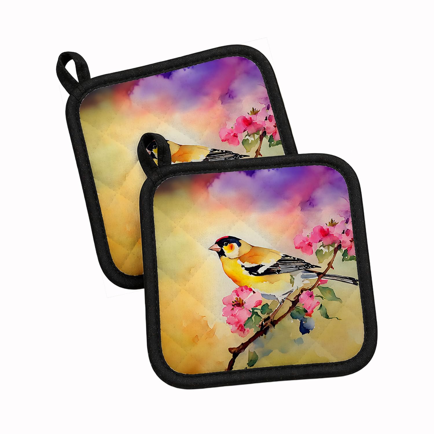 Carolines Treasures Goldfinch Pair of Pot Holders Kitchen Heat Resistant Pot Holders Sets Oven Hot Pads for Cooking Baking BBQ, 7 1/2 x 7 1/2