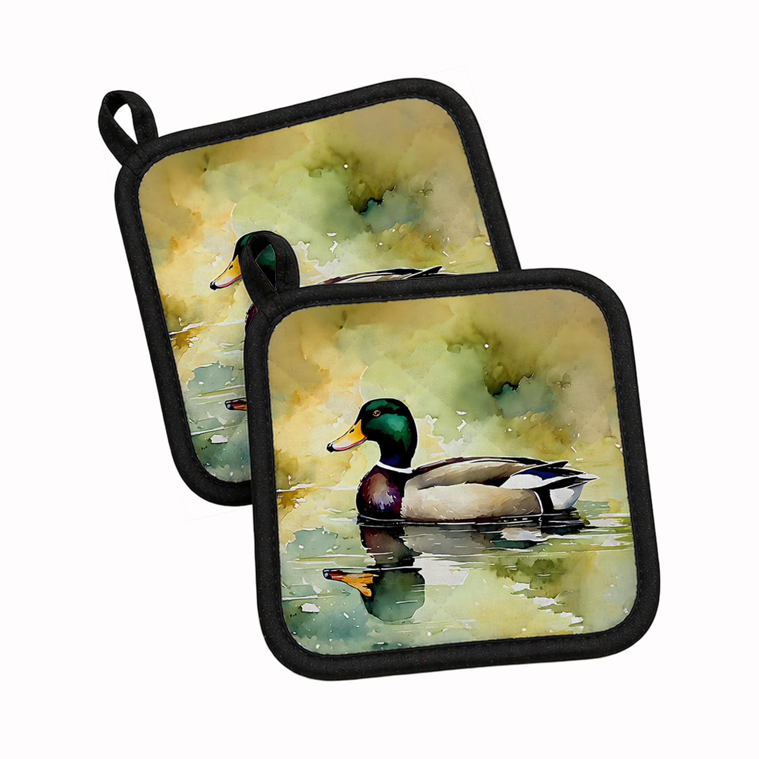 Carolines Treasures Mallard Pair of Pot Holders Kitchen Heat Resistant Pot Holders Sets Oven Hot Pads for Cooking Baking BBQ, 7 1/2 x 7 1/2