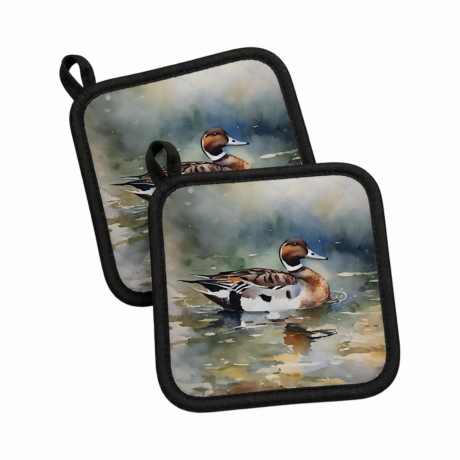 Carolines Treasures Northern Pintail Pair of Pot Holders Kitchen Heat Resistant Pot Holders Sets Oven Hot Pads for Cooking Baking BBQ, 7 1/2 x 7 1/2