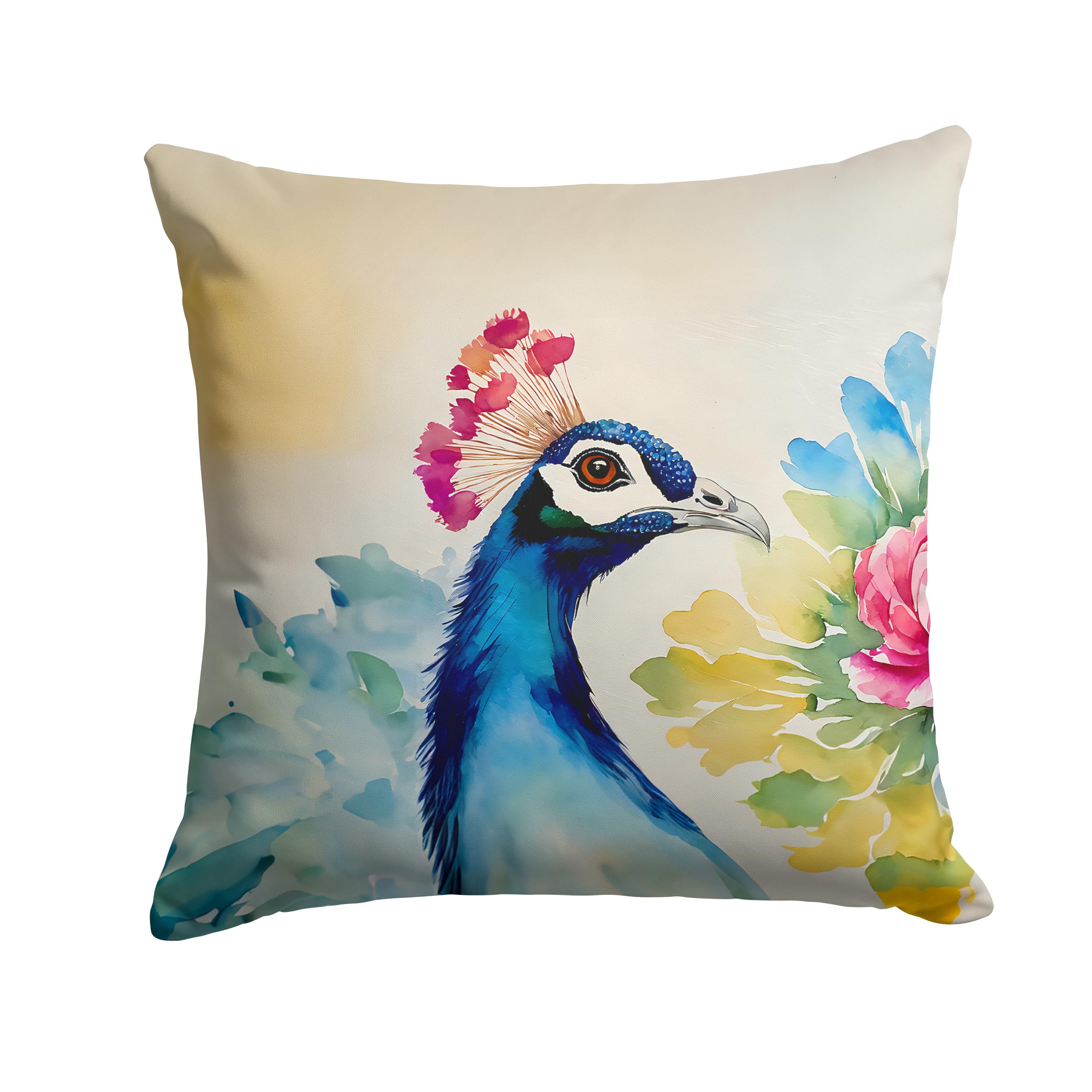 Carolines Treasures Peacock Throw Pillow Machine Washable, Indoor Outdoor Decorative Pillow for Couch, Bed or Patio, 14Hx14W