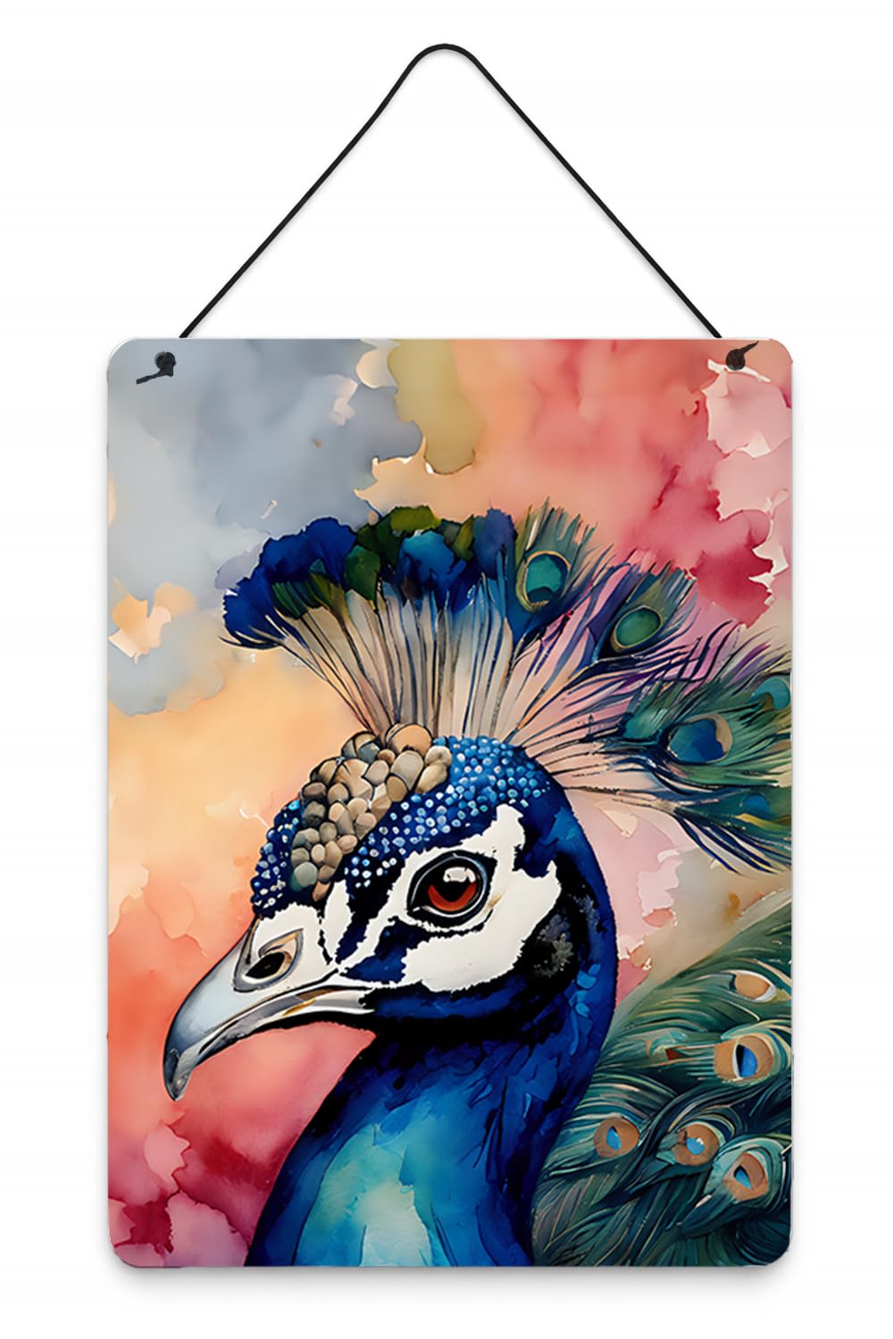 Carolines Treasures Peacock Wall or Door Hanging Prints Aluminum Metal Sign Kitchen Wall Bar Bathroom Plaque Home Decor Front Door Plaque, 12x16, Multicolor