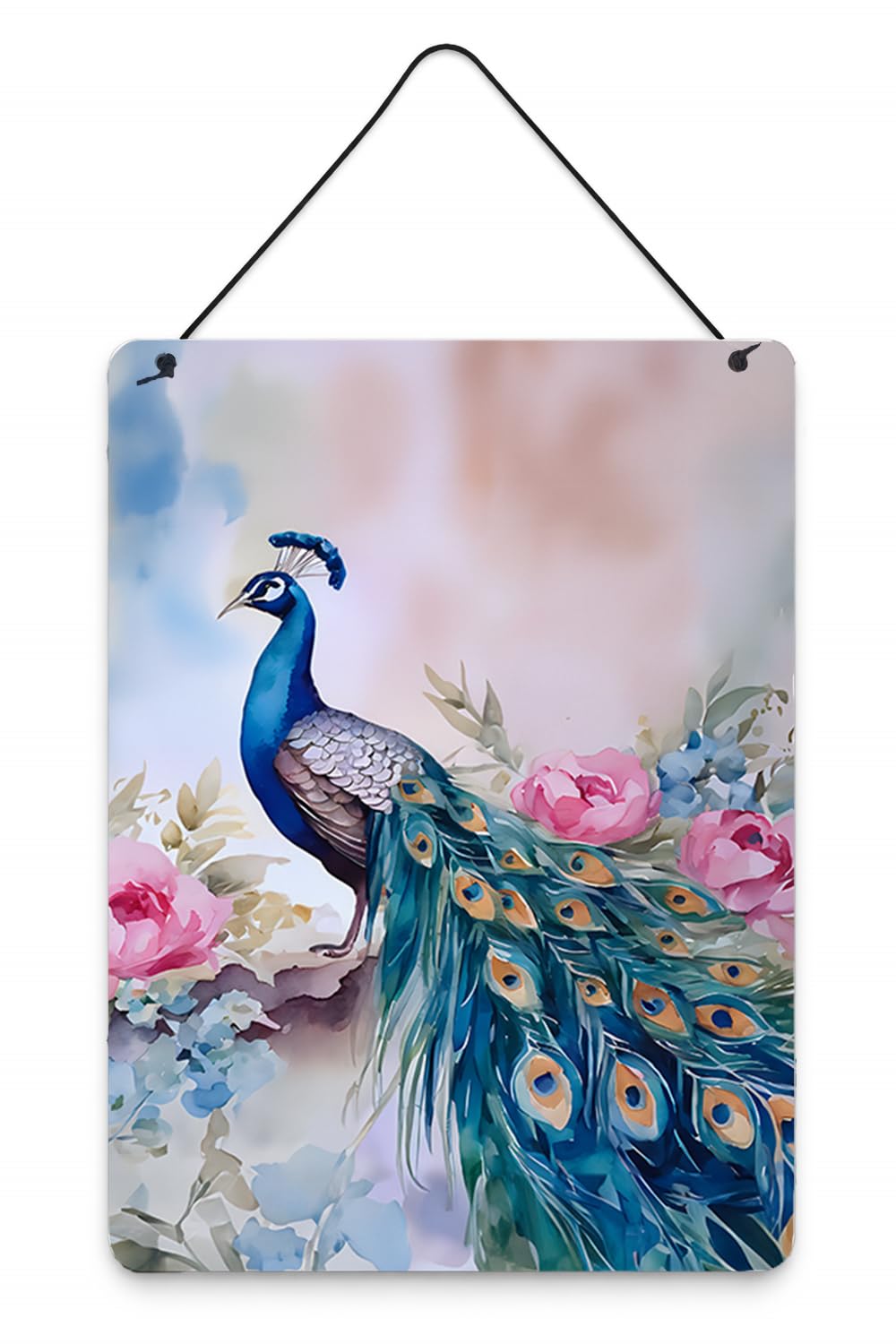 Carolines Treasures Peacock Wall or Door Hanging Prints Aluminum Metal Sign Kitchen Wall Bar Bathroom Plaque Home Decor Front Door Plaque, 12x16, Multicolor