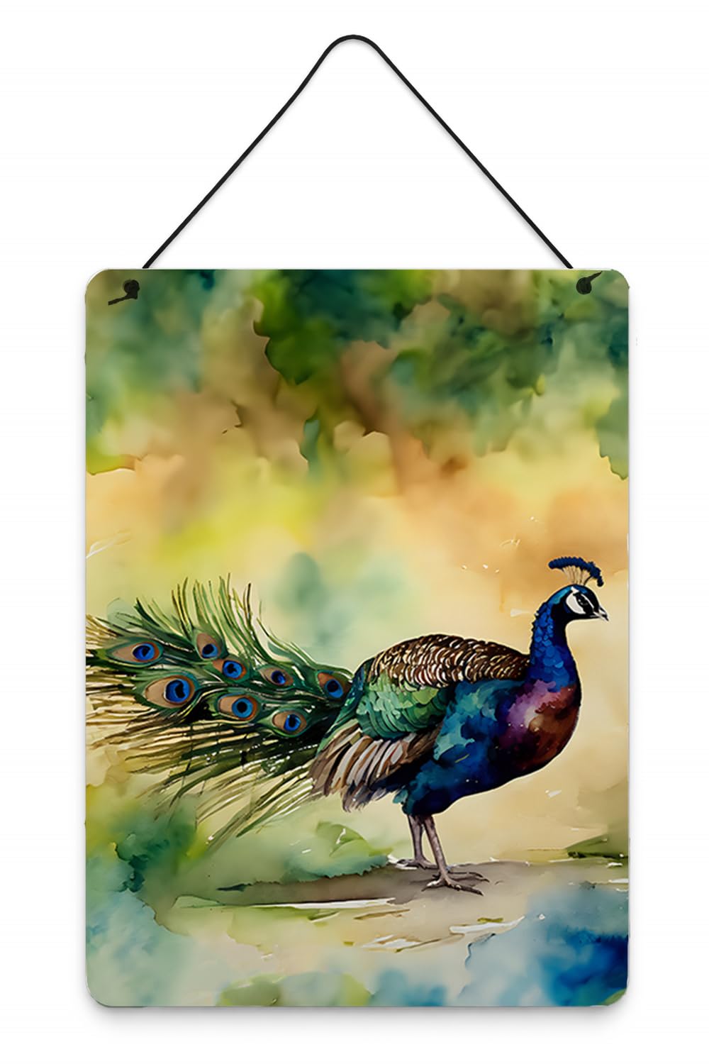 Carolines Treasures Peacock Wall or Door Hanging Prints Aluminum Metal Sign Kitchen Wall Bar Bathroom Plaque Home Decor Front Door Plaque, 12x16, Multicolor