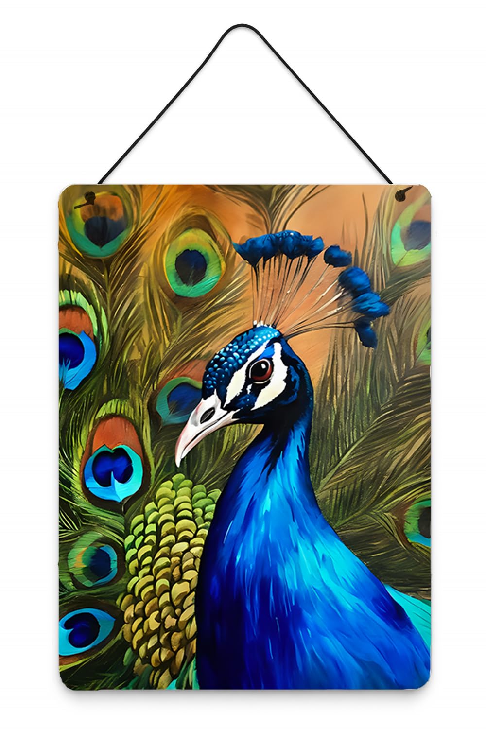 Carolines Treasures Peacock Wall or Door Hanging Prints Aluminum Metal Sign Kitchen Wall Bar Bathroom Plaque Home Decor Front Door Plaque, 12x16, Multicolor