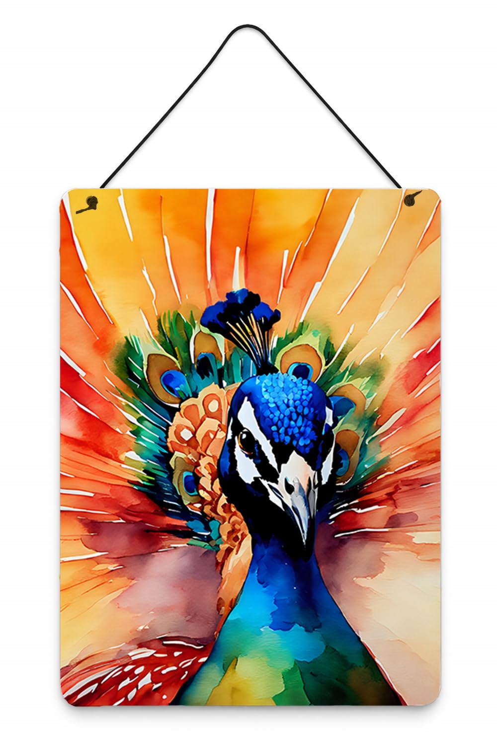 Carolines Treasures Peacock Wall or Door Hanging Prints Aluminum Metal Sign Kitchen Wall Bar Bathroom Plaque Home Decor Front Door Plaque, 12x16, Multicolor