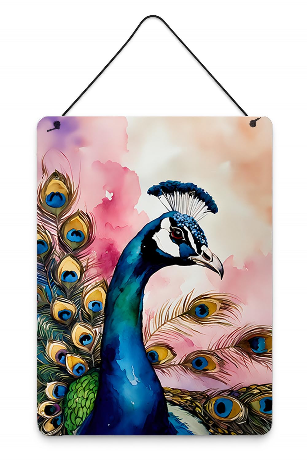 Carolines Treasures Peacock Wall or Door Hanging Prints Aluminum Metal Sign Kitchen Wall Bar Bathroom Plaque Home Decor Front Door Plaque, 12x16, Multicolor