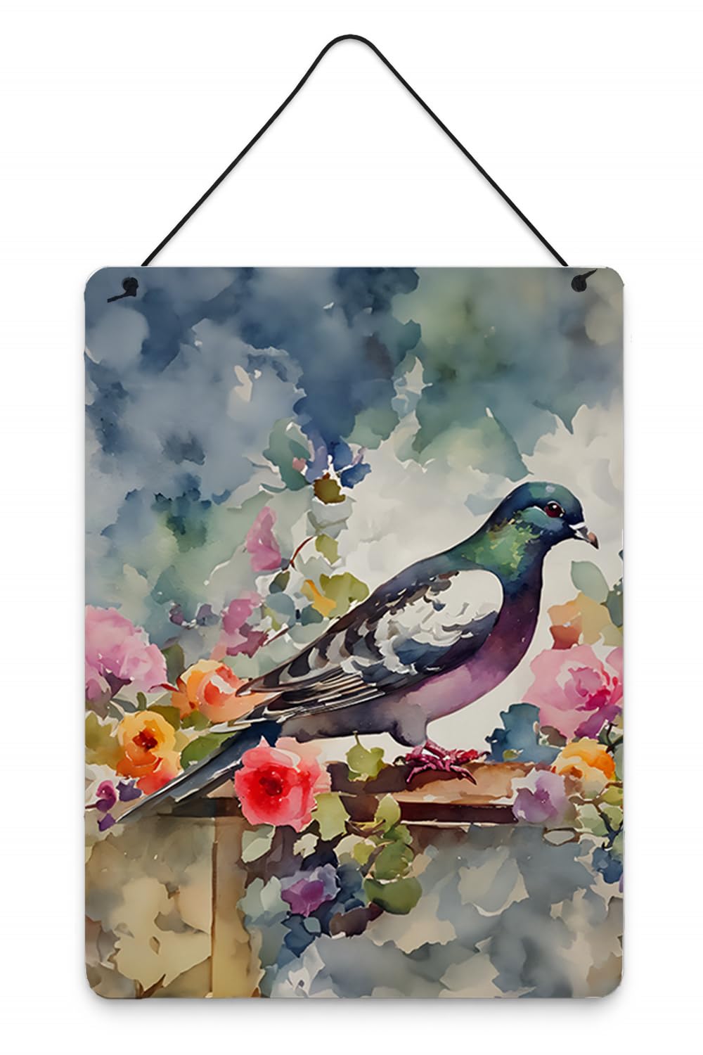 Carolines Treasures Pigeon Wall or Door Hanging Prints Aluminum Metal Sign Kitchen Wall Bar Bathroom Plaque Home Decor Front Door Plaque, 12x16, Multicolor