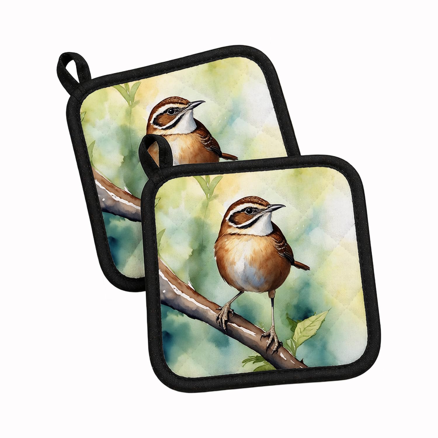 Carolines Treasures South Carolina Wren Pair of Pot Holders Kitchen Heat Resistant Pot Holders Sets Oven Hot Pads for Cooking Baking BBQ, 7 1/2 x 7 1/2